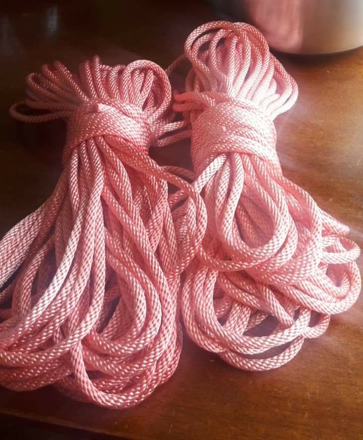 Both 100 ft of nylon rope were dyed for the same amount of time, same