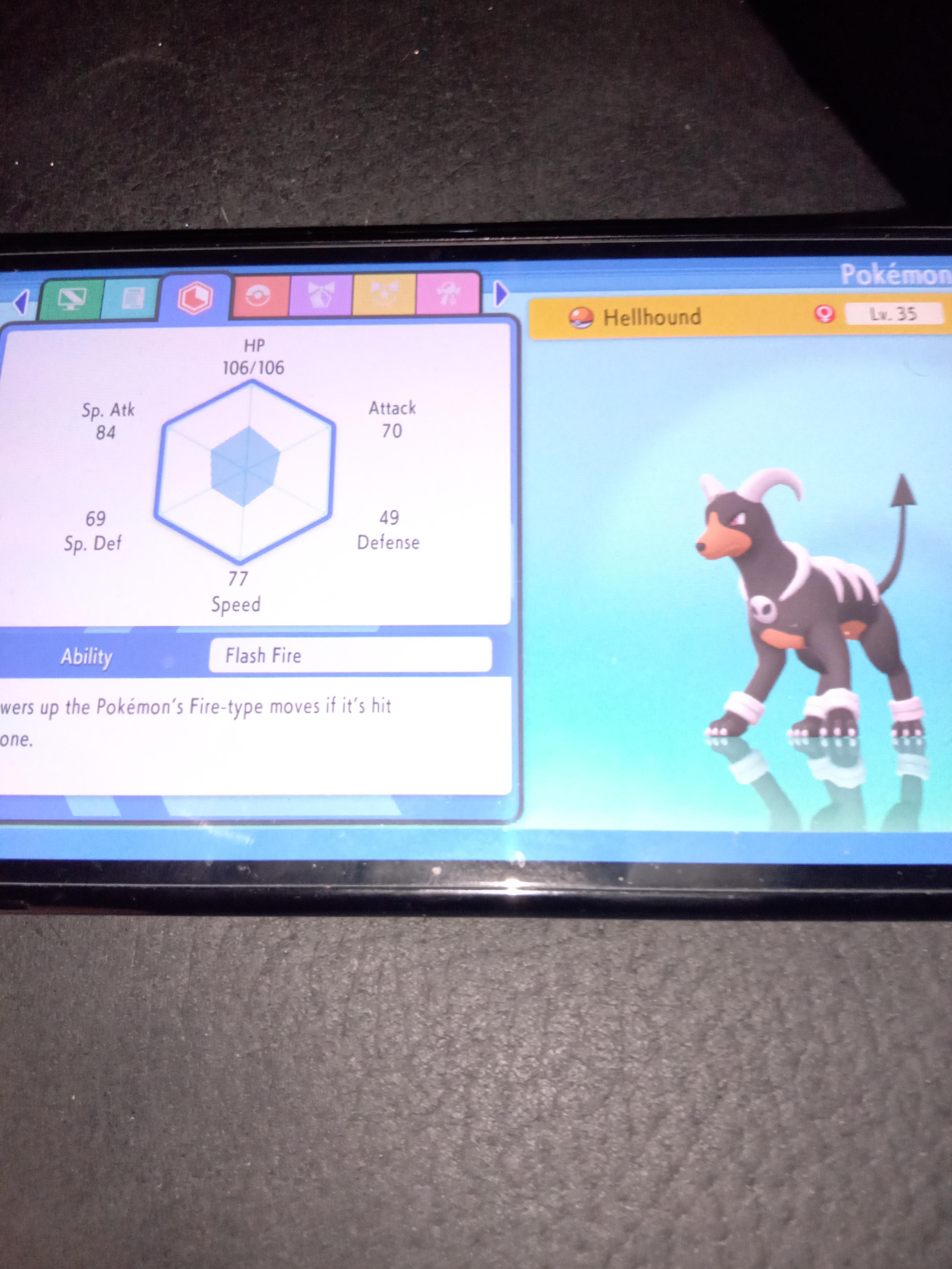just caught a houndoom in a Pokeball (my second time getting it in one