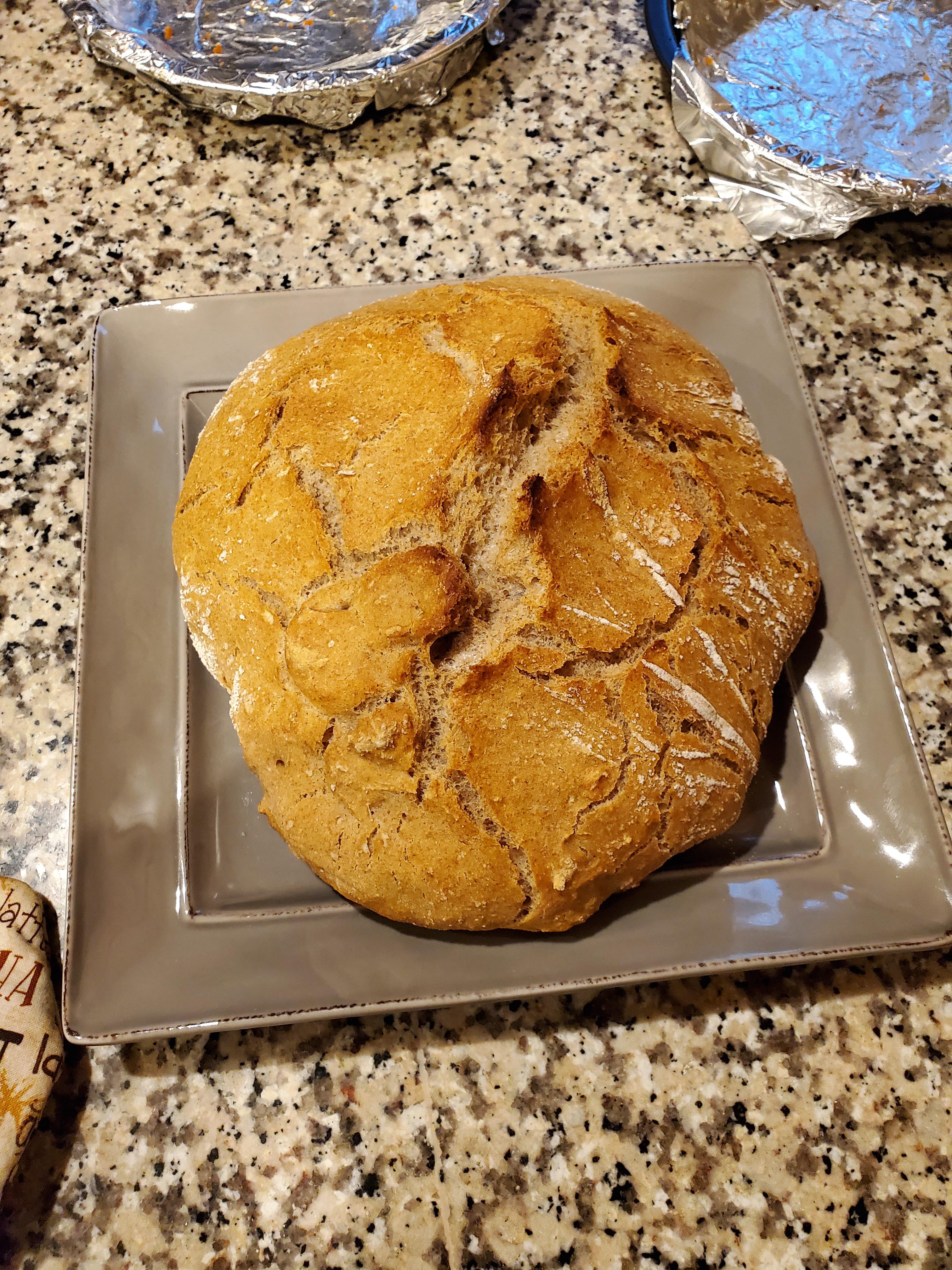 Made my first loaf of homemade bread! Half white flour, and half whole