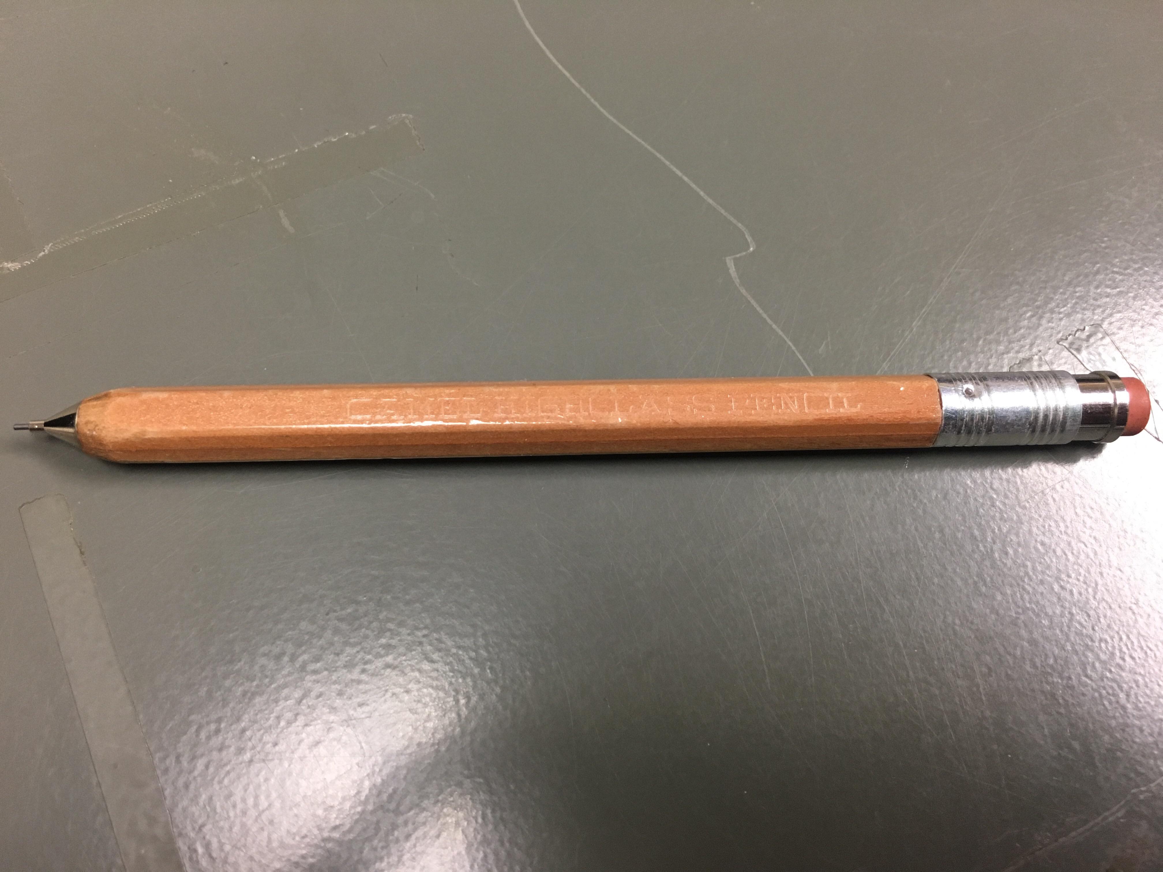My mechanical pencil looks like a standard wooden pencil. r