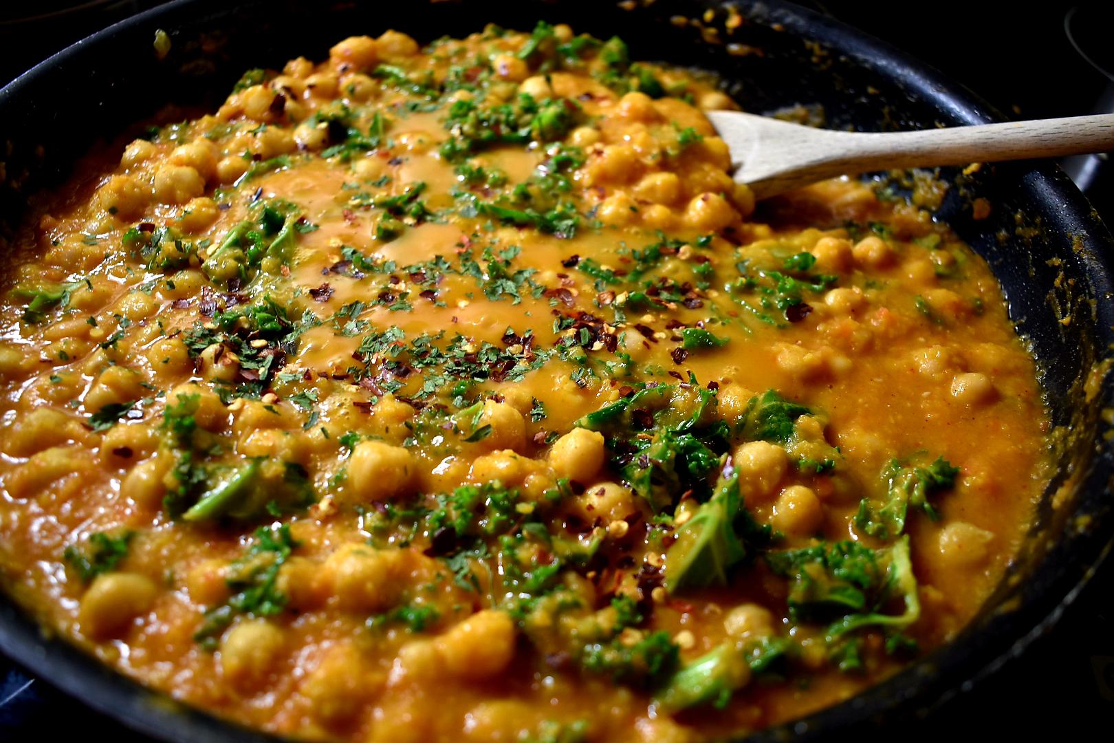 Dinner tonight chickpea curry with coconut and kale. r