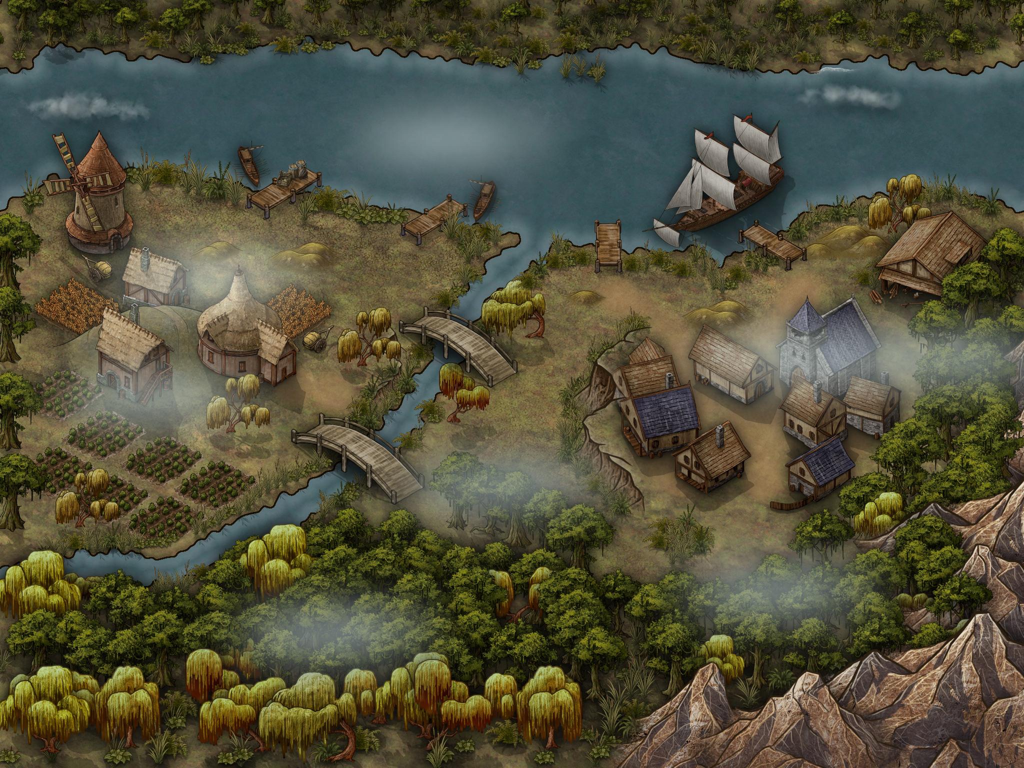Swamp town I made on the fly r/inkarnate