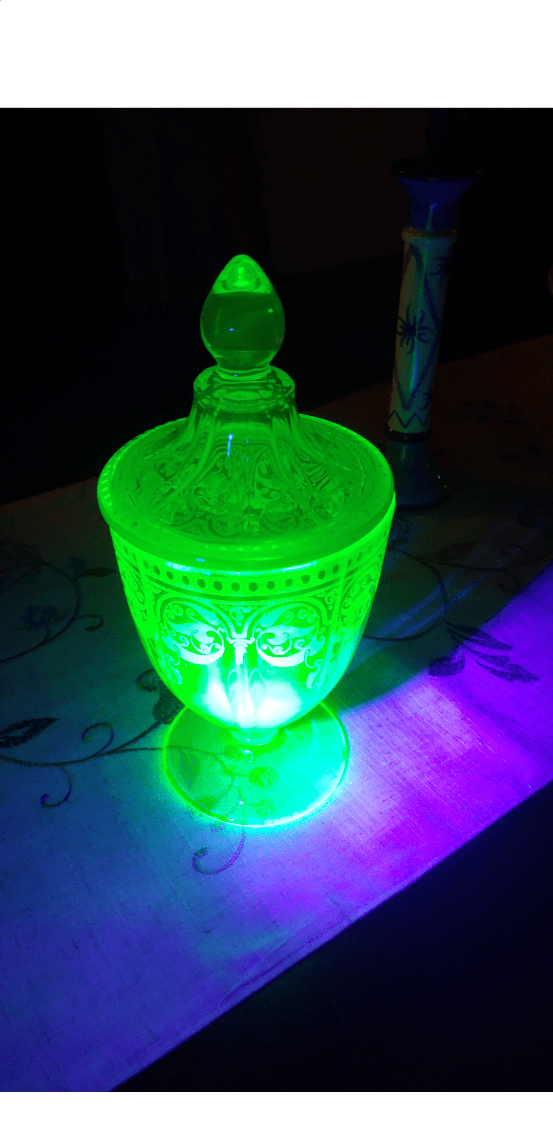 Introduced my mother to uranium glass with a plate and in the same room we discovered that one