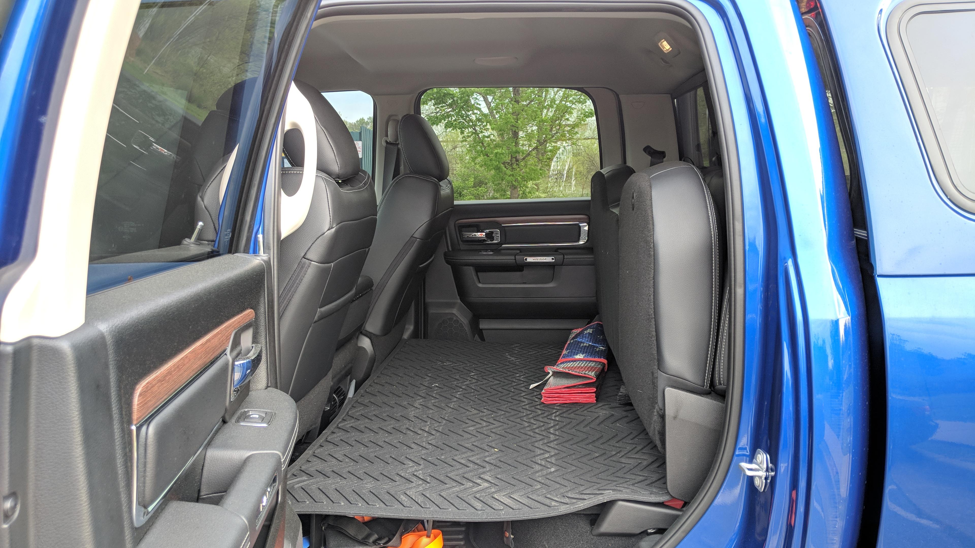 PSA A 3'x5' rubber mat fits nearly perfect in the back of a crew cab