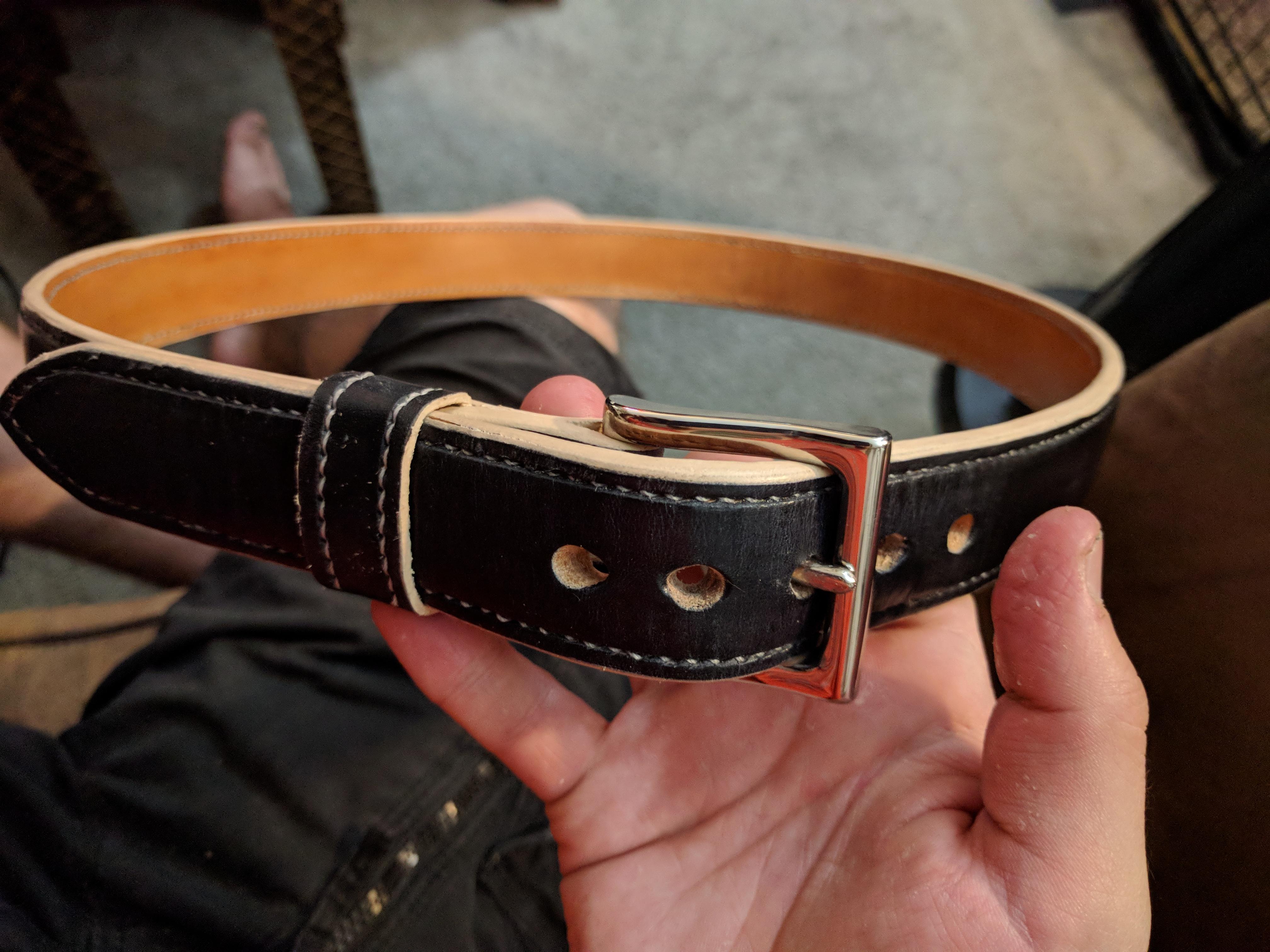 Black belt with natural back r/Leathercraft
