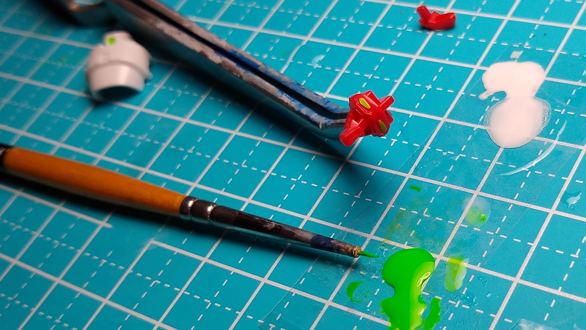 Painting Gundam Shining Break's eyes. Pretty happy with it so far. r