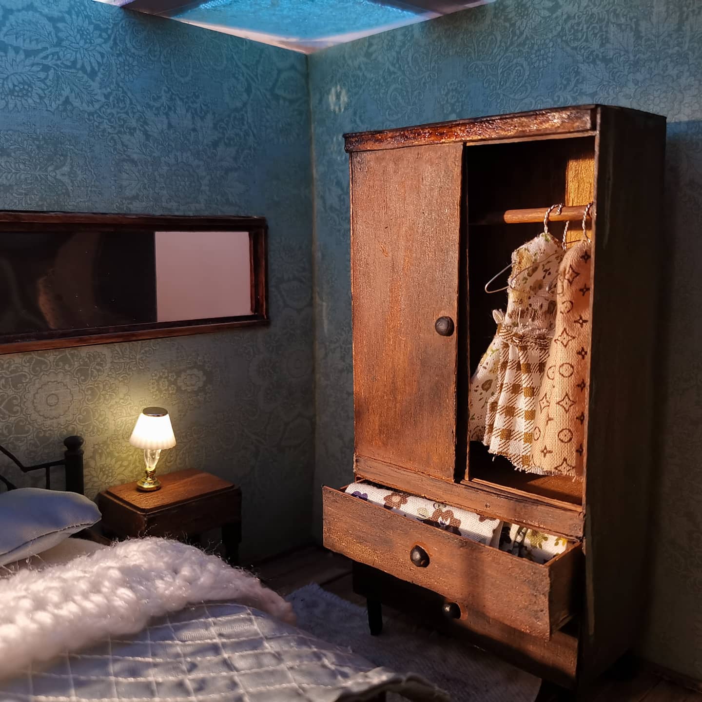A miniature wardrobe that I made for my mini bedroom r/miniatures