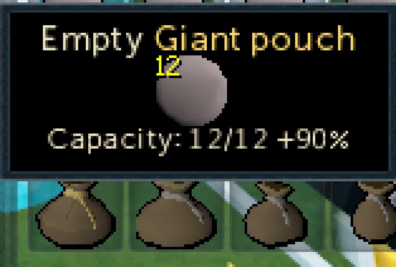 Does anybody know what does the +90 means on this Giant pouch? runescape