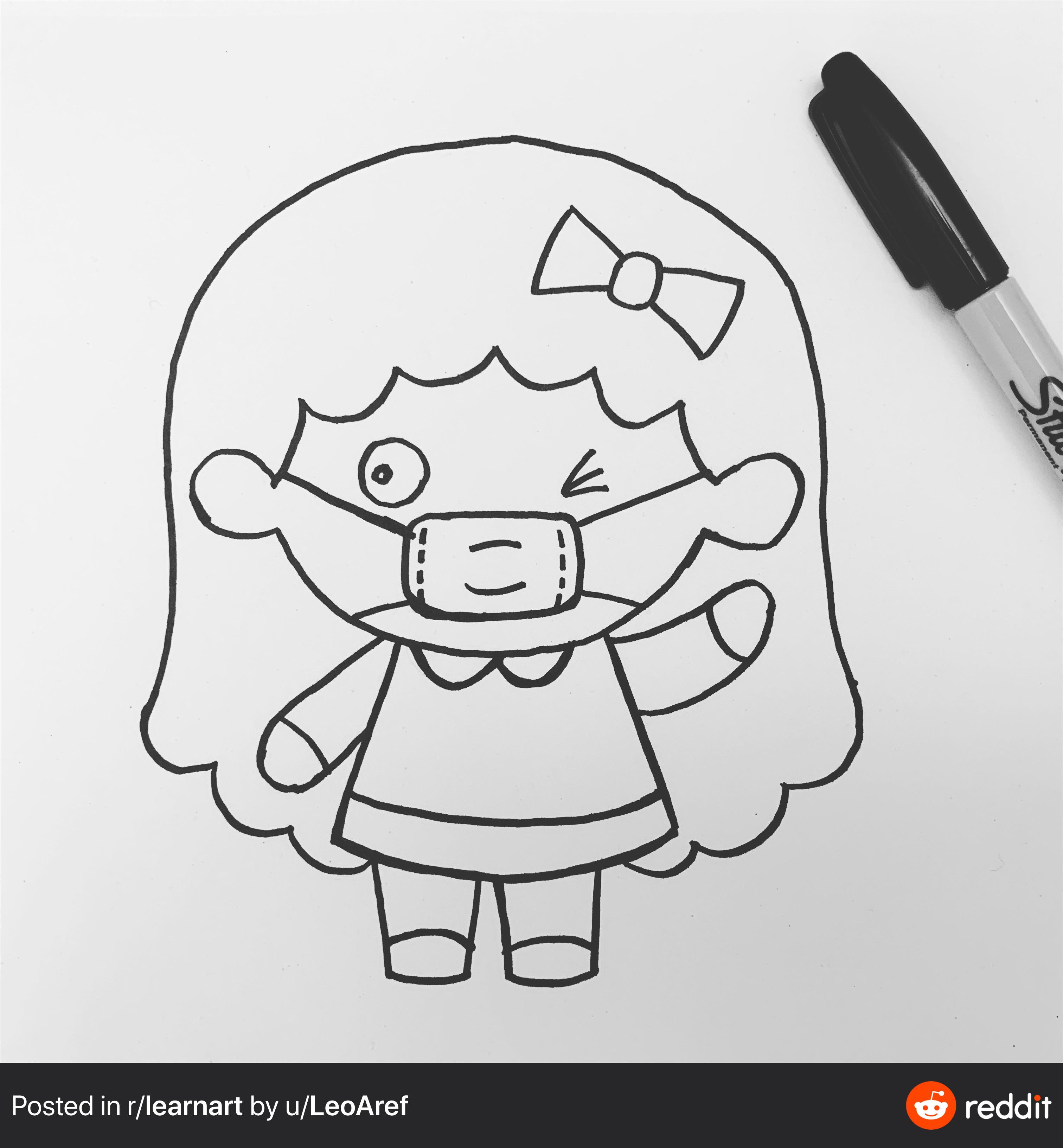 A cute girl wearing a face mask I hope you will like it (the drawing