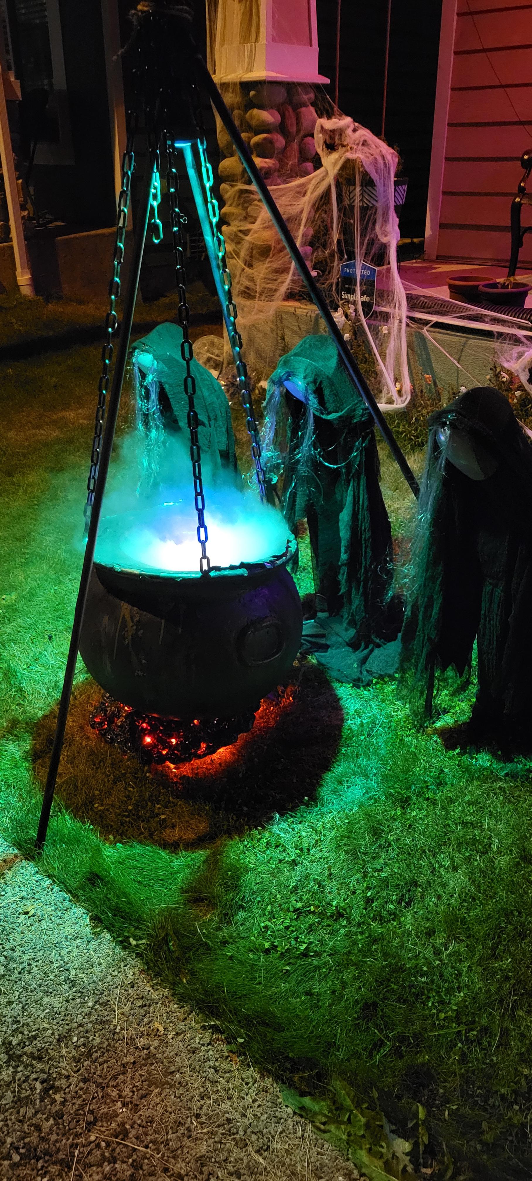 First attempt at a homemade cauldron and fire! r/halloween