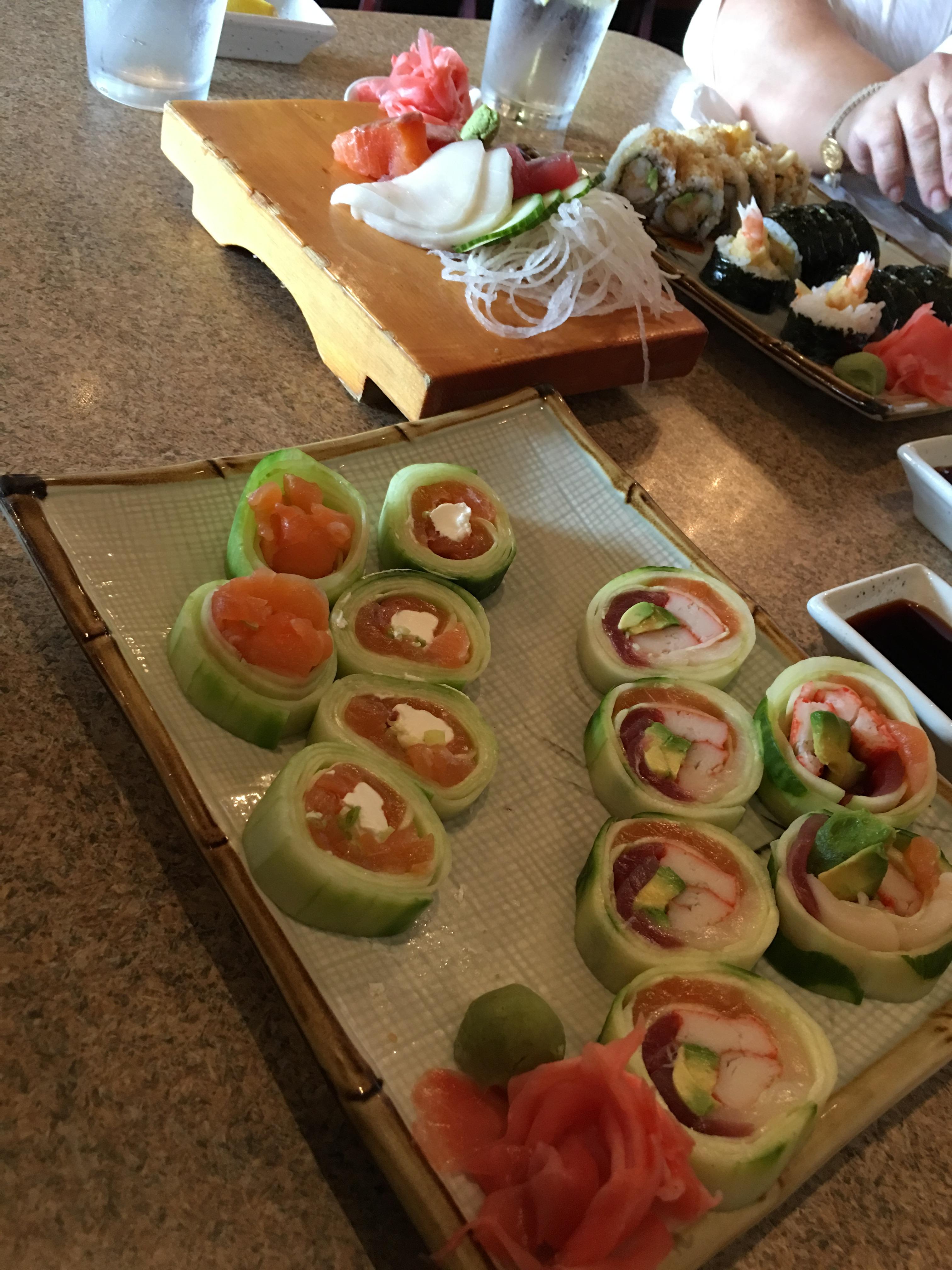 Sushi! Sashimi sampler and cucumber rolls r/Keto_Food