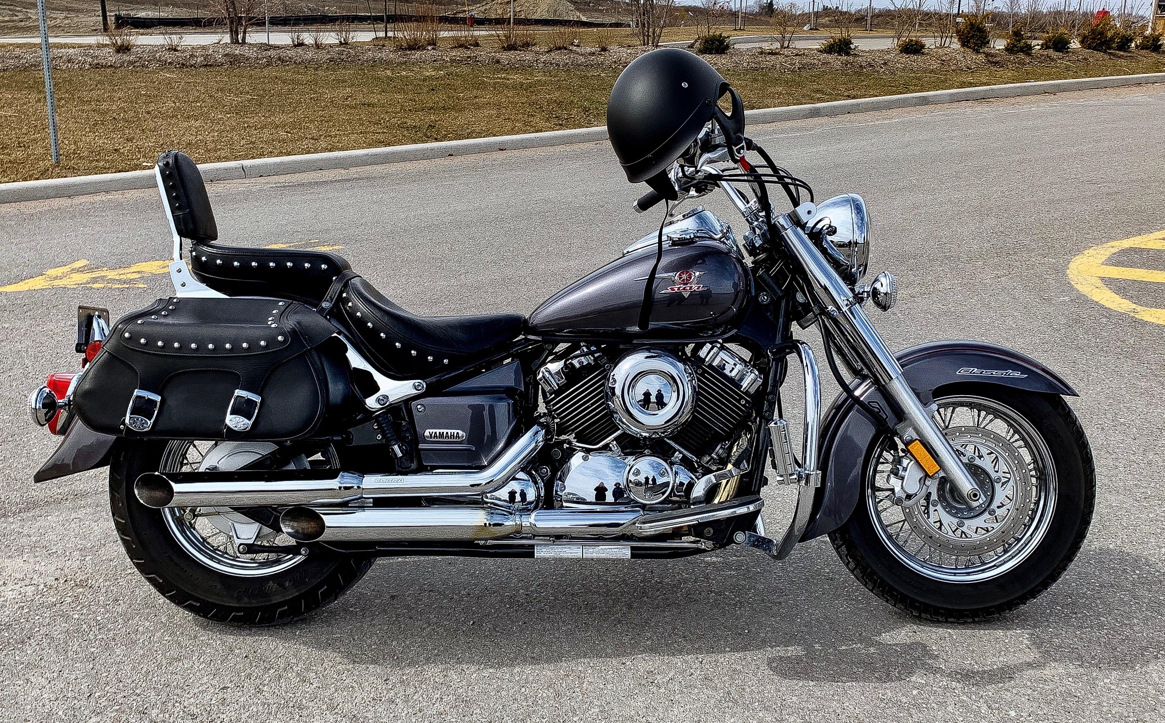 My first bike! 2005 Yamaha 650 VStar Silverado. It’s been a blast