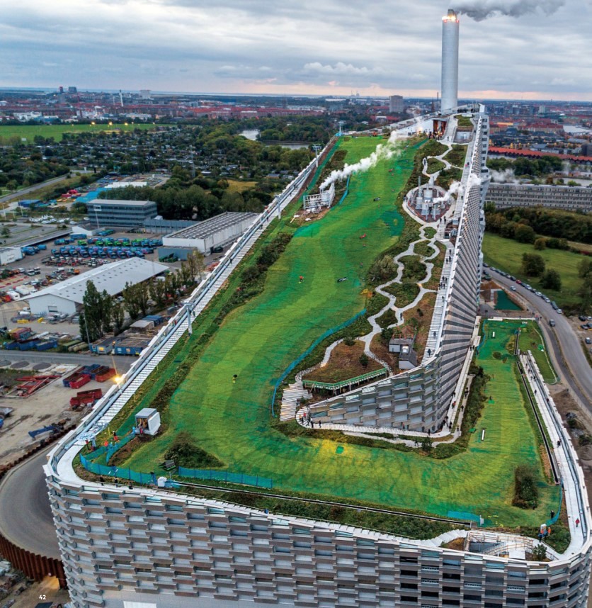 'Copenhill', incinerator and ski slope, Copenhagen, Denmark. (Image