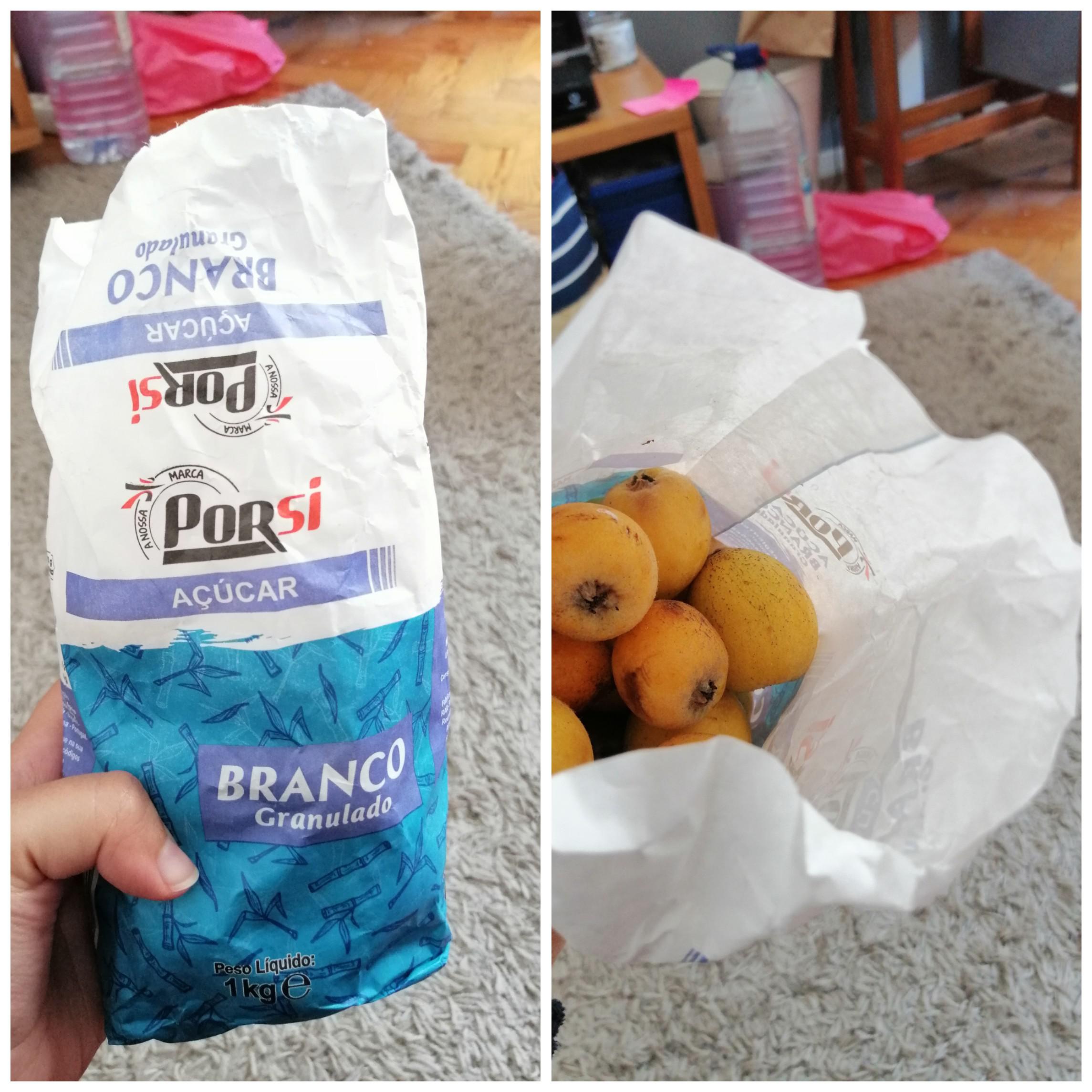 Sugar package used as produce bad. My grandma has a small farm and I always bring fruits home