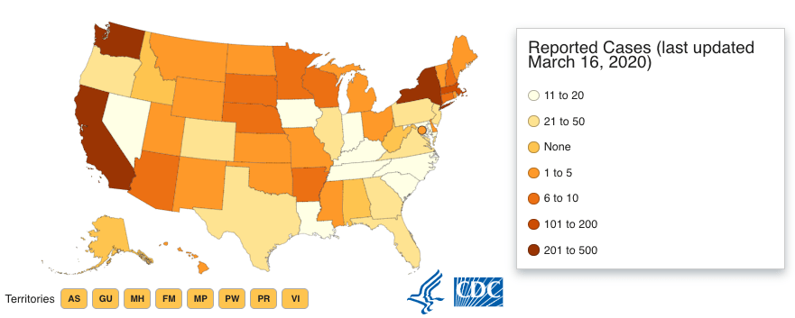 The CDC's COVID19 reported cases color coding shittydataisbeautiful