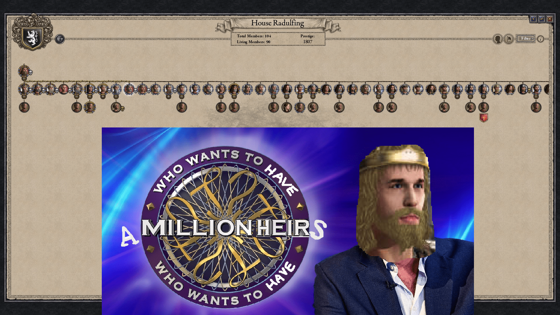 When you go a bit overboard with the CK2 Ruler Designer r/ParadoxExtra