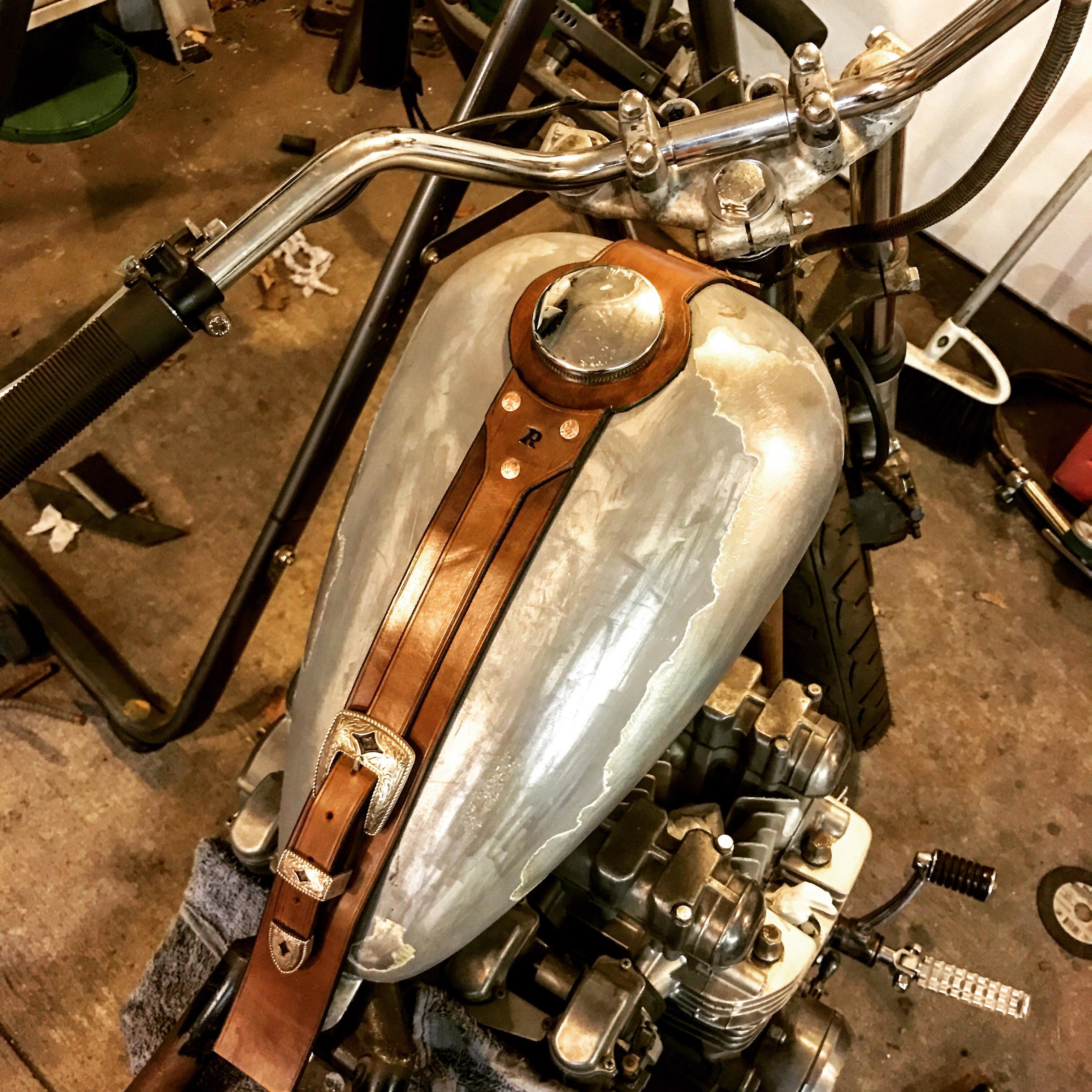 Leather tie down for the gas tank. 77 kz1000 r/motorcycles