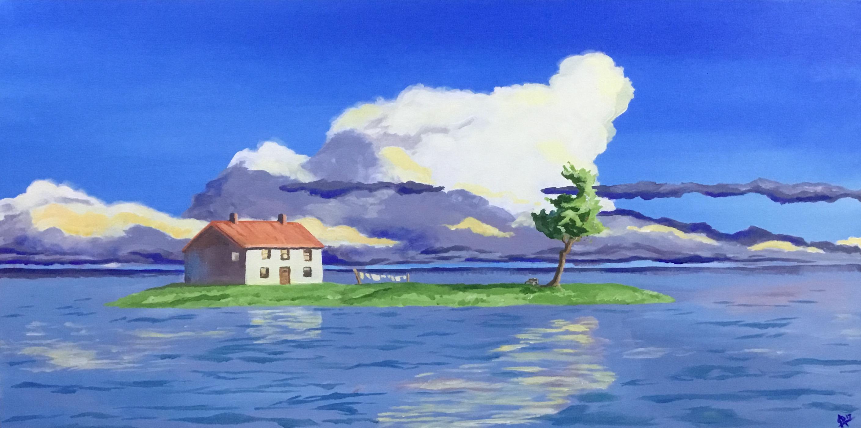 Island from Spirited Away, Acrylic on canvas, 60 x 120cm. r/painting