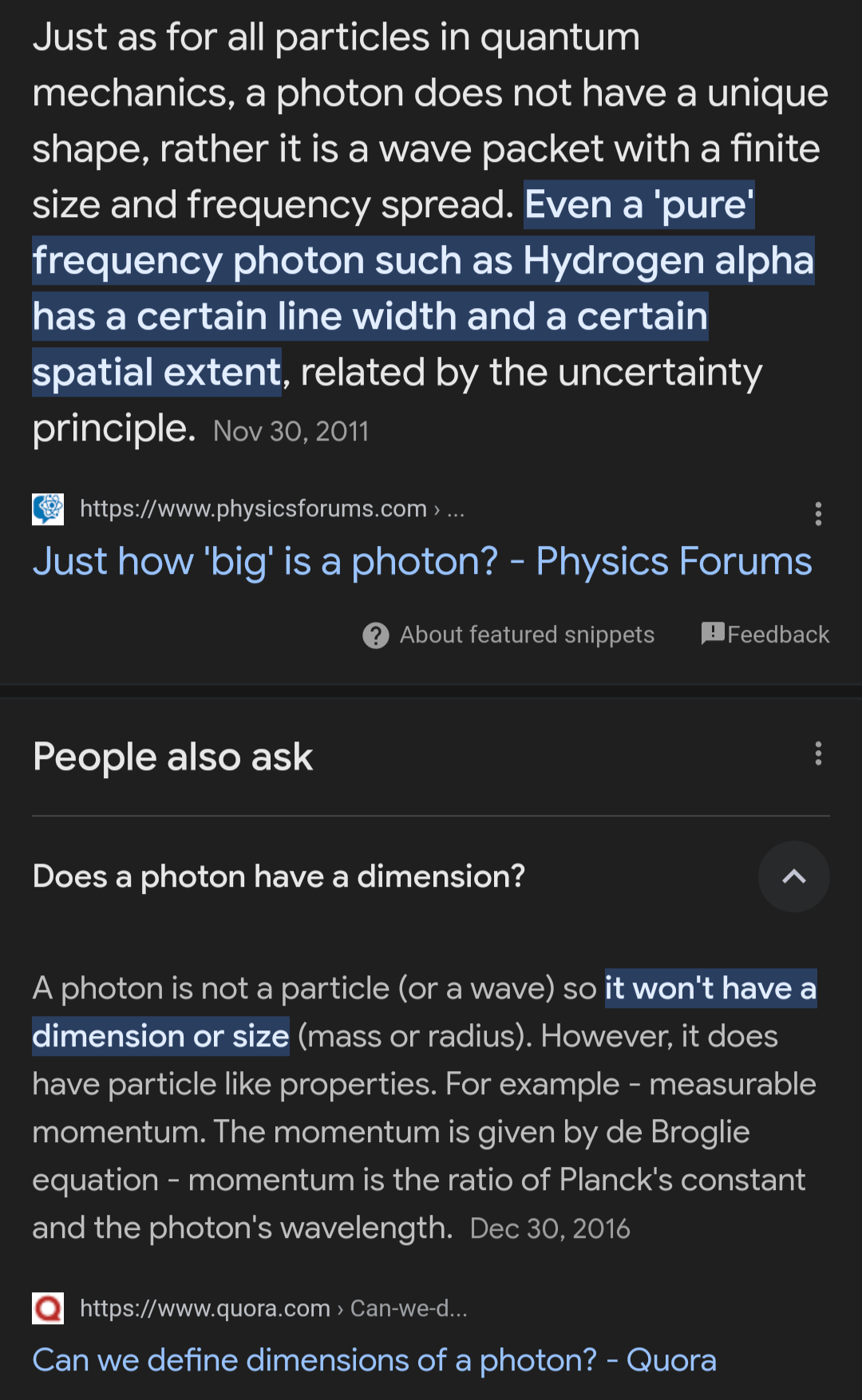 do photons radius or extent? Since whatever it be Google or a professor