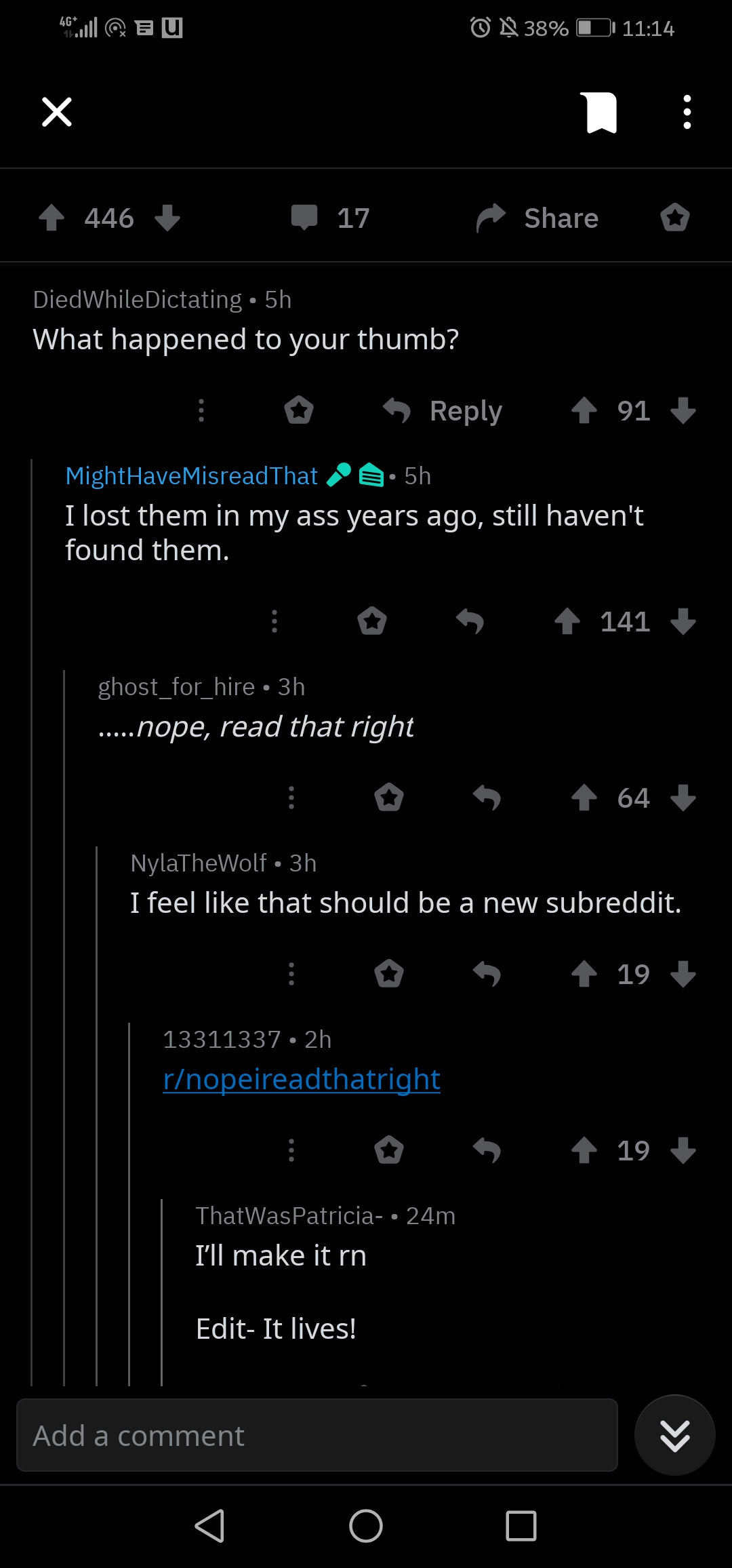 An example / Origin story NopeIReadThatRight