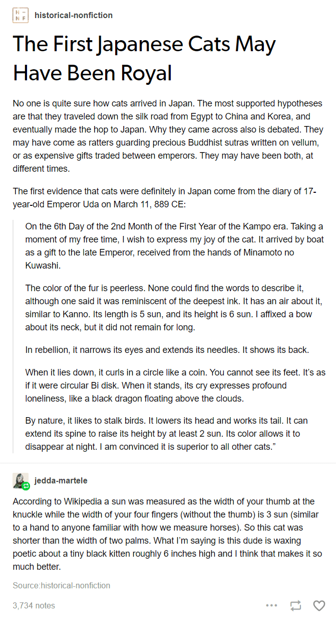 The way this young Japanese emperor in 889 CE described his cat in his