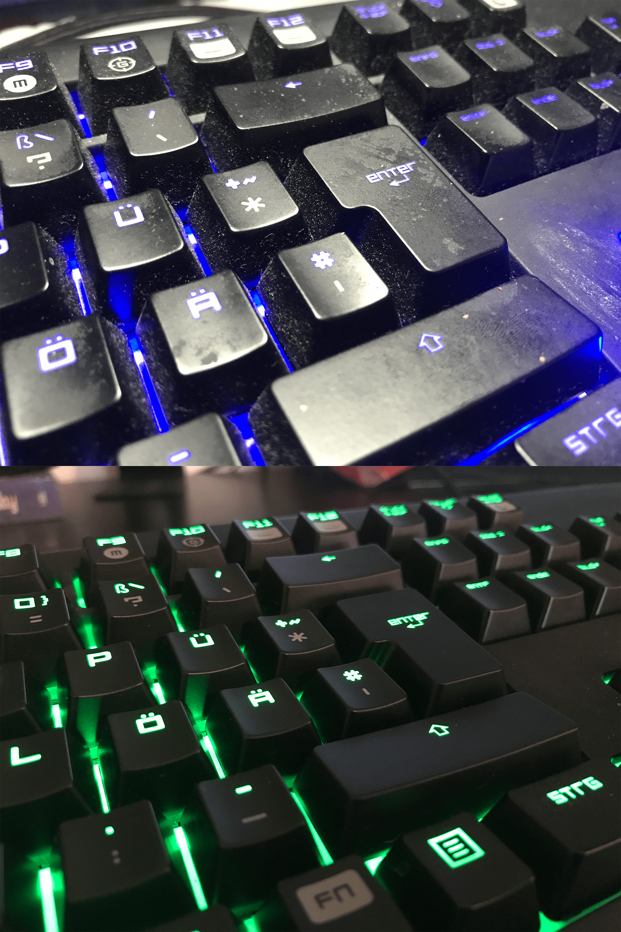 My keyboard before and after cleaning it! Give your keyboard the