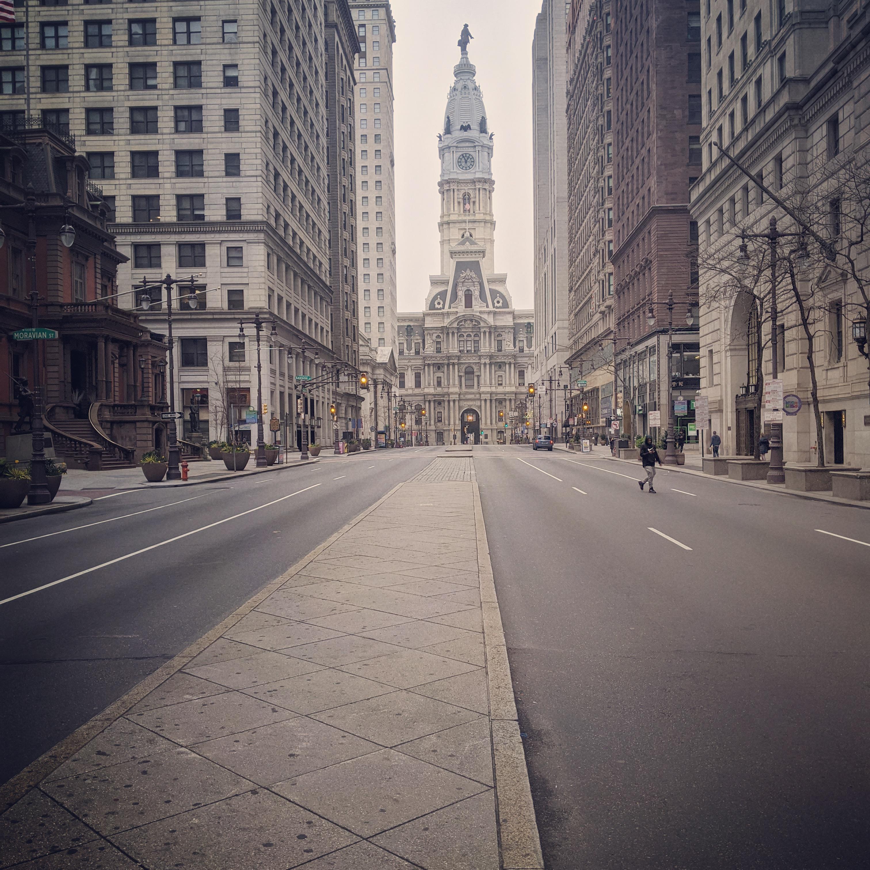 City Hall taken from South Broad and Walnut on 3/29/2020 r/PhillyPics