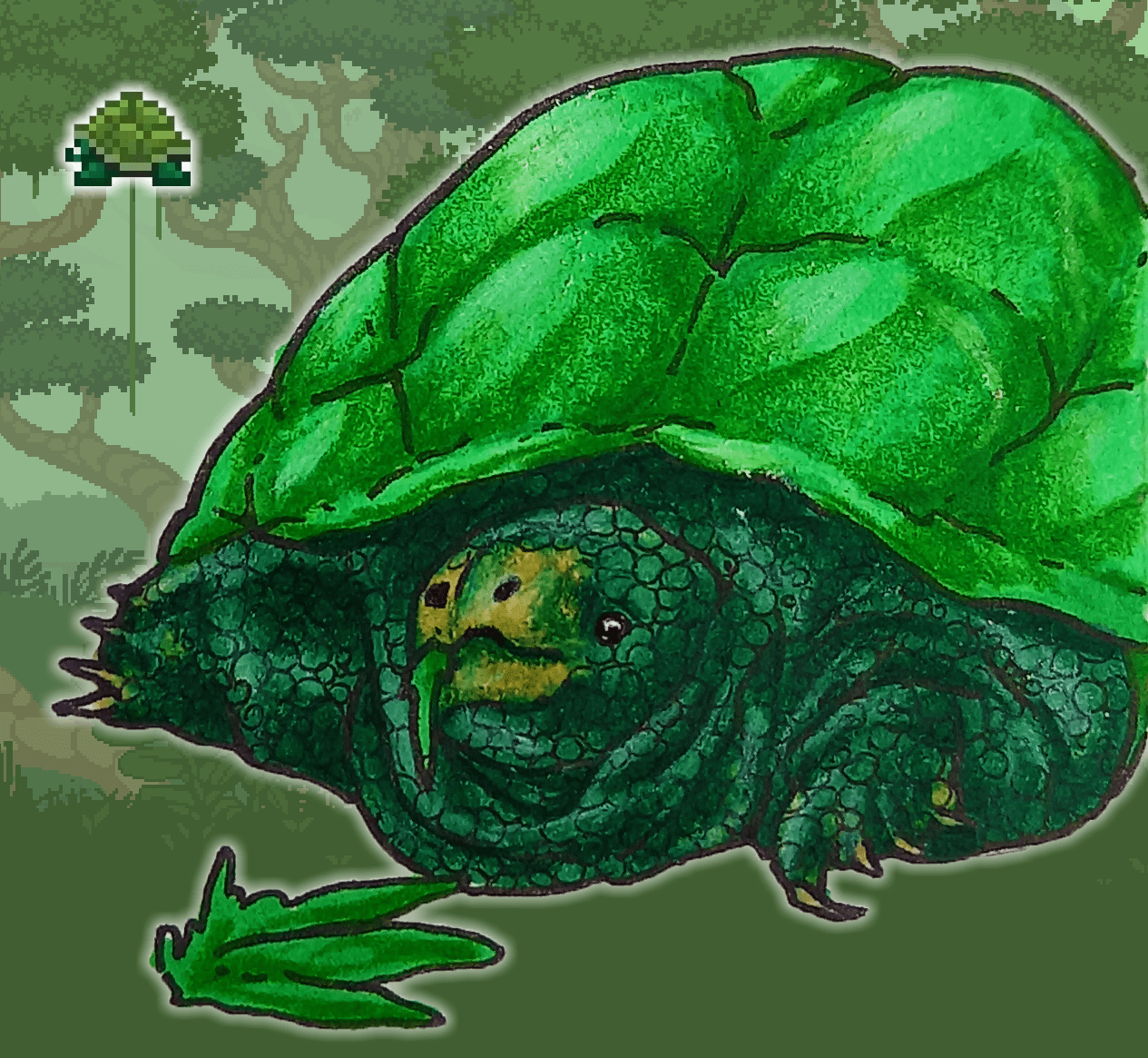 Day 482/555 of Terraria Daily Drawing Turtle Pet r/Terraria