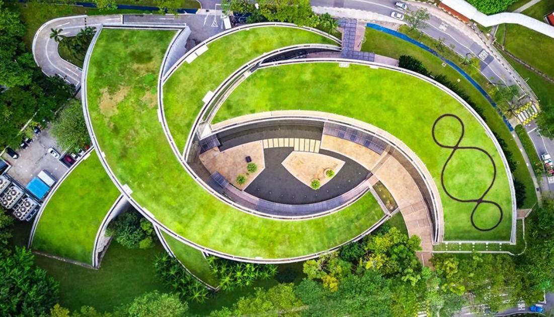 Nanyang Art School, Singapore. Grass is grown on the rooftop and class