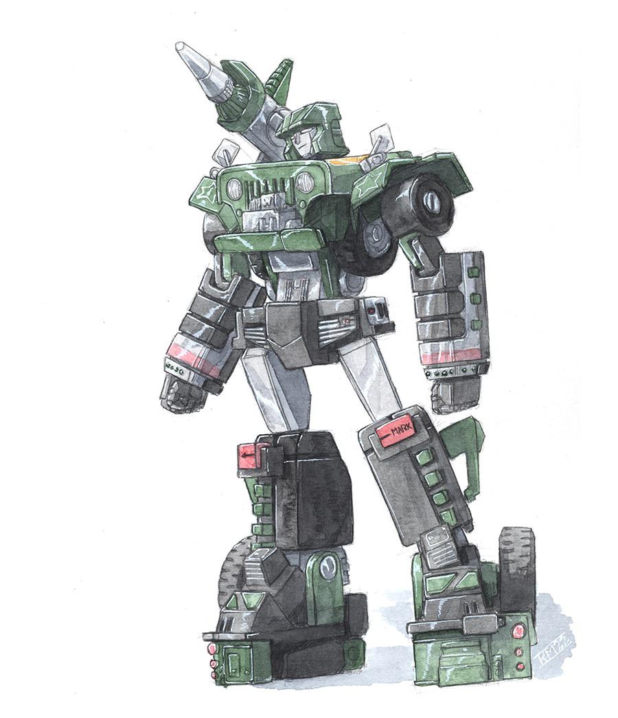Toy inspired G1 Hound, watercolor painting by me! r/transformers