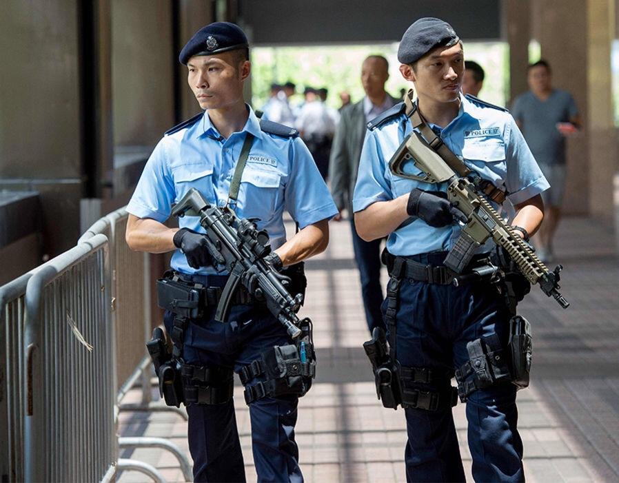 Hong Kong Police Officers Patrolling Walkways, June, 2017 [898x701] r