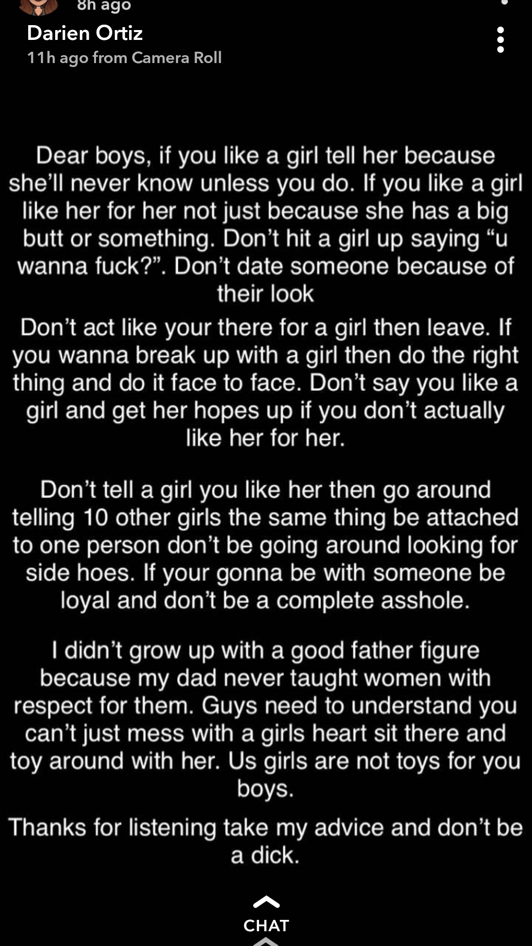 Found on Snapchat posted by a guy that's never had an SO