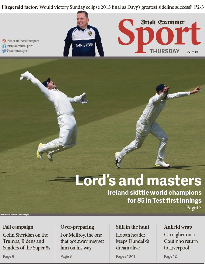 Today's front page of Irish Examiner Sport r/Cricket