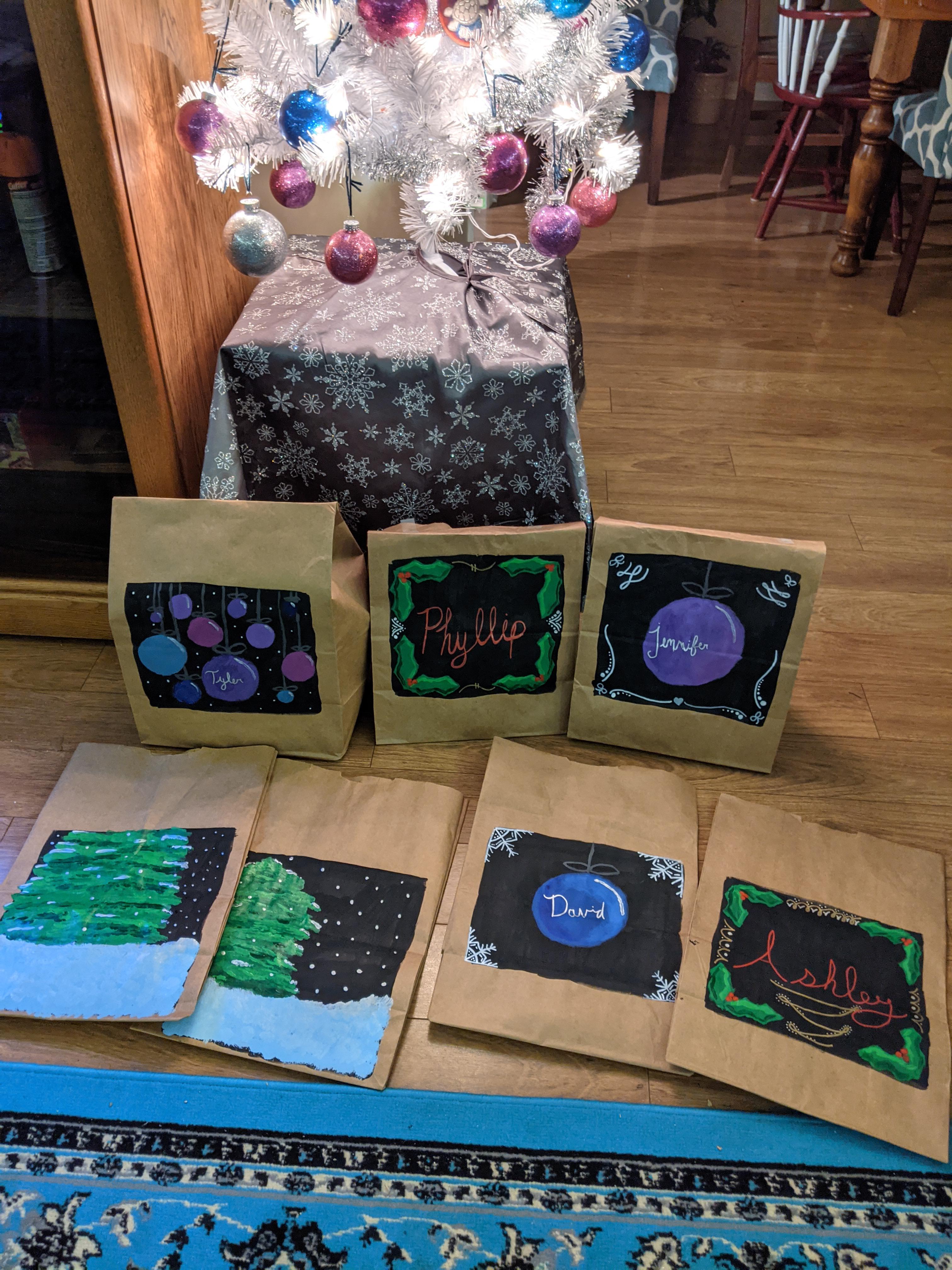 Made the presents so I thought, why not make the gift bags too! Made them from leftover paper