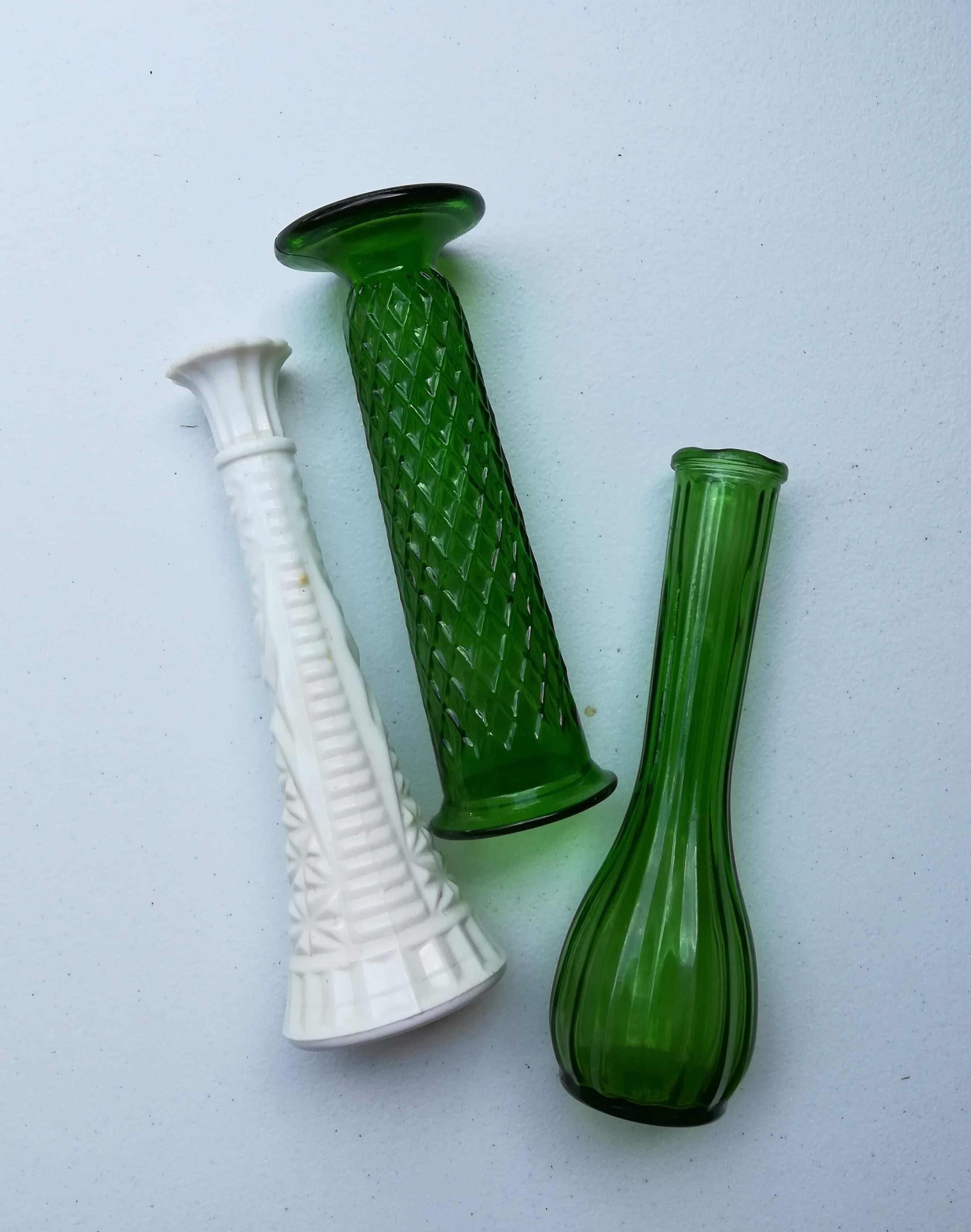 Pretty vintage green glass and milk glass vases from yard sale! r/ThriftStoreHauls