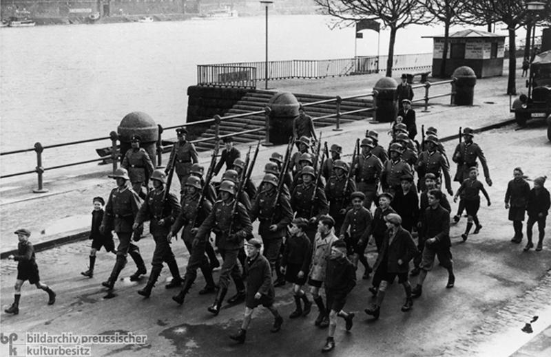 German Troops Entering the Rhineland Demilitarized Zone in March 1936