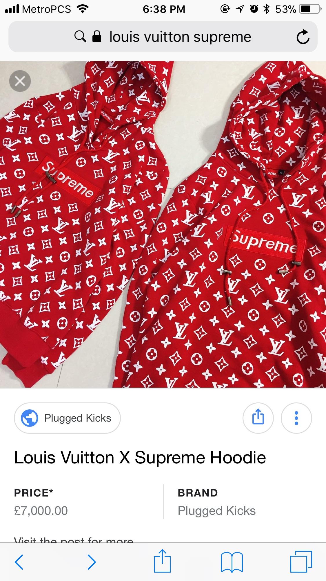 Louis Vuitton X Supreme Hoodie Retail Price In Usa Paul Smith