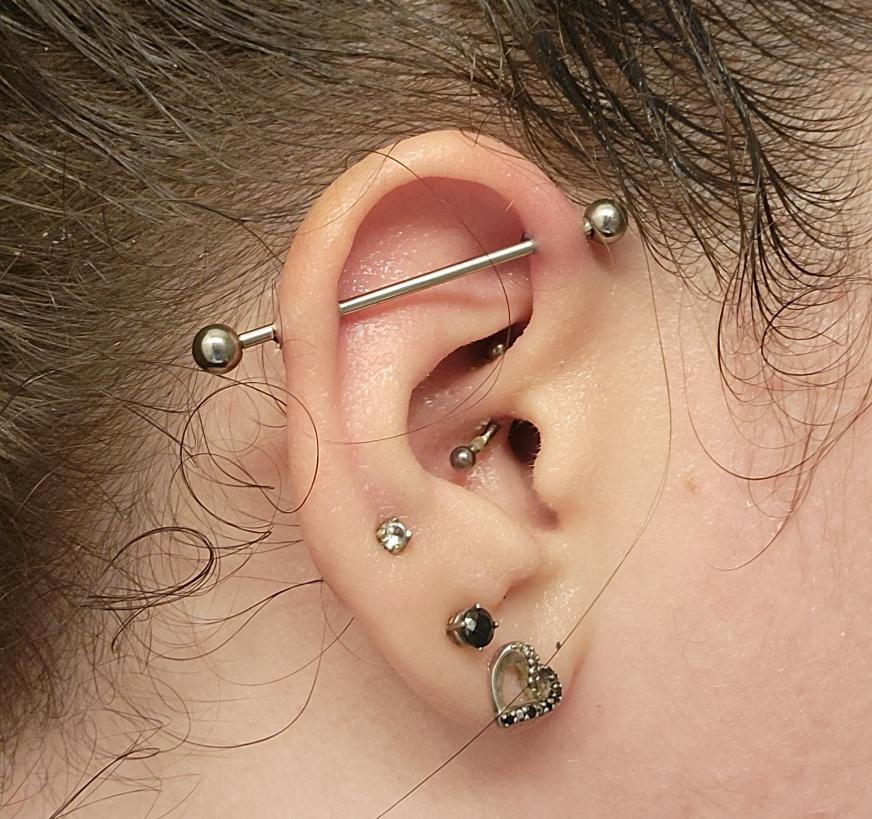 Industrial piercing placed wrong? Got it done last week and it doesn't