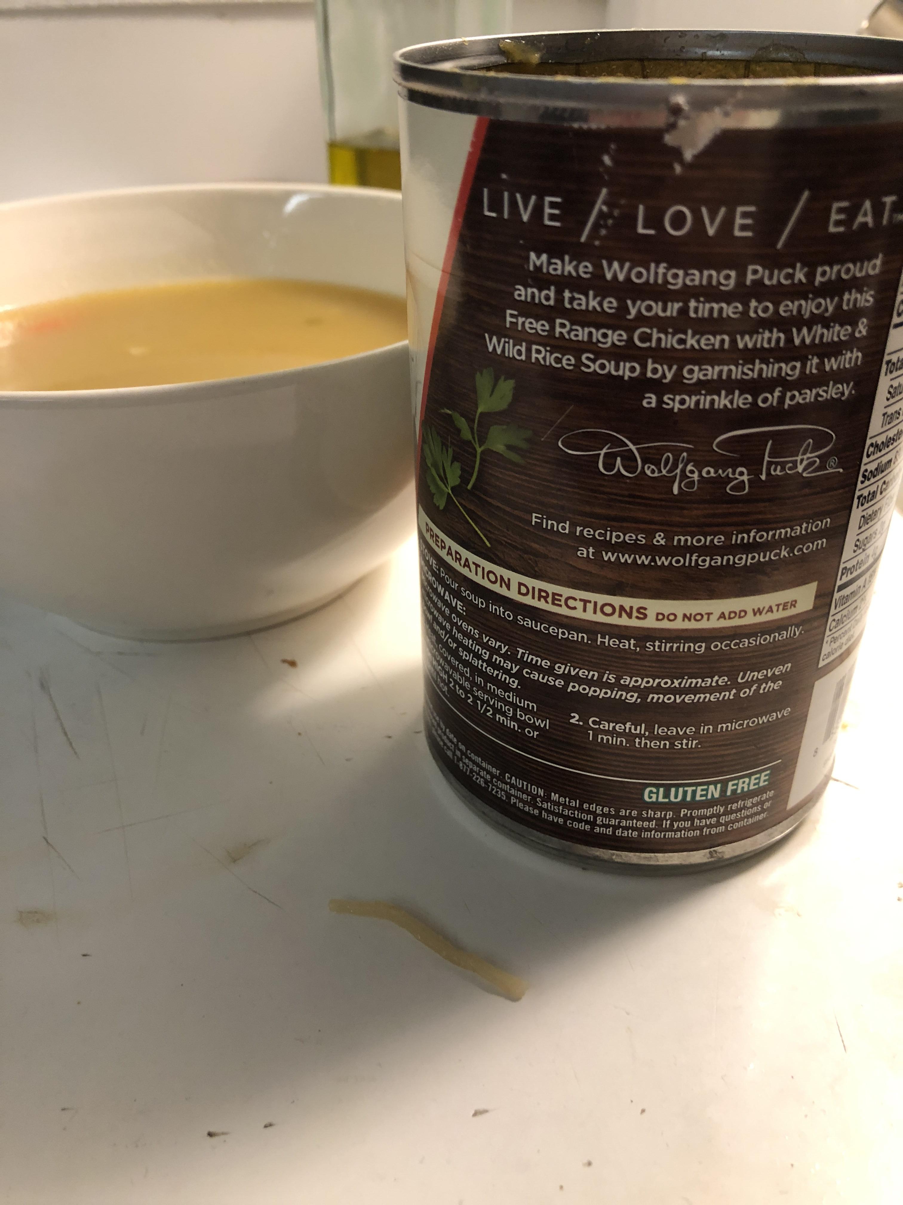 Pasta found in “gluten free” Wolfgang puck soup Celiac