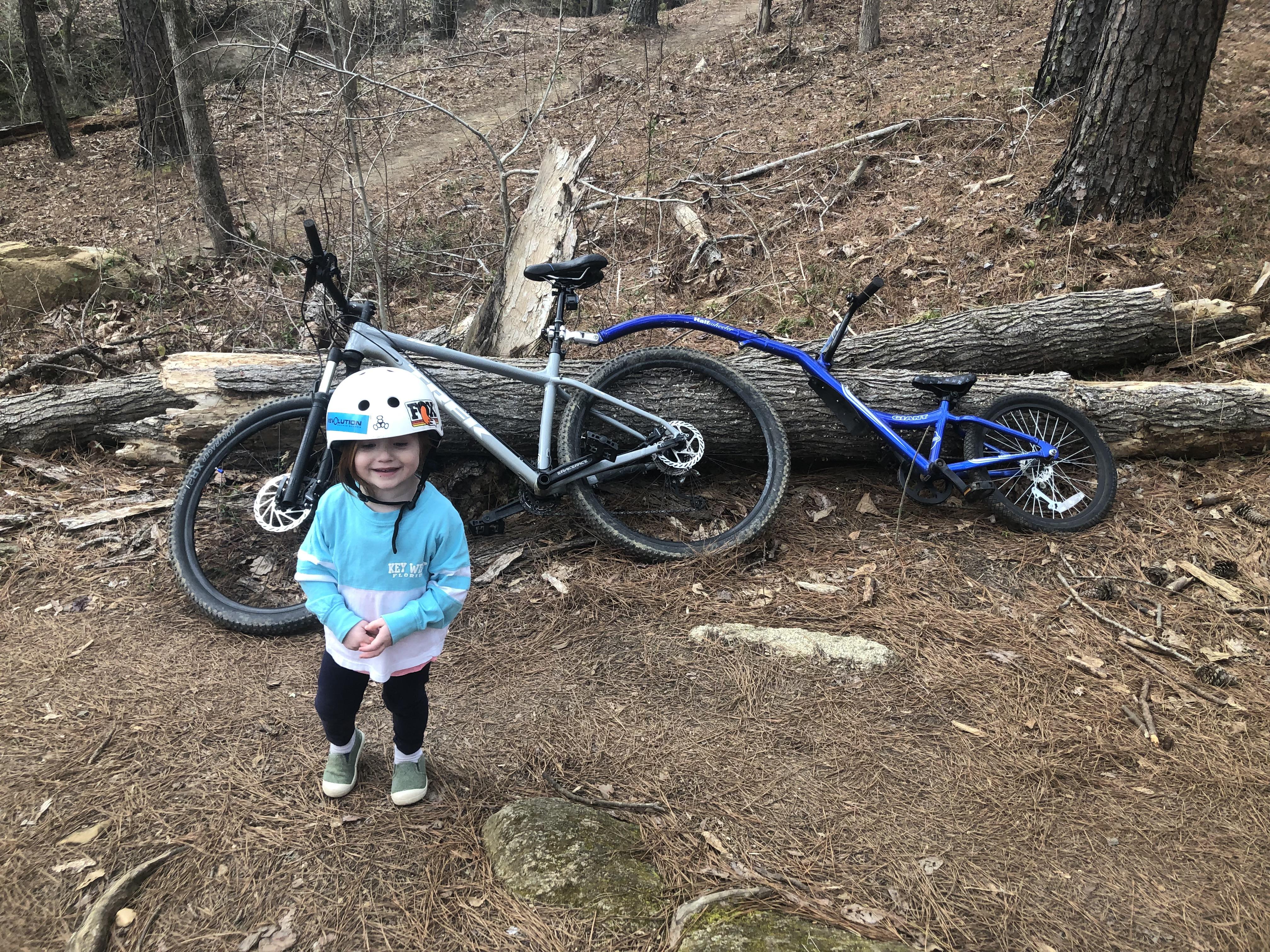 The tiny tyrant did her first mountain bike ride! 9 miles and she