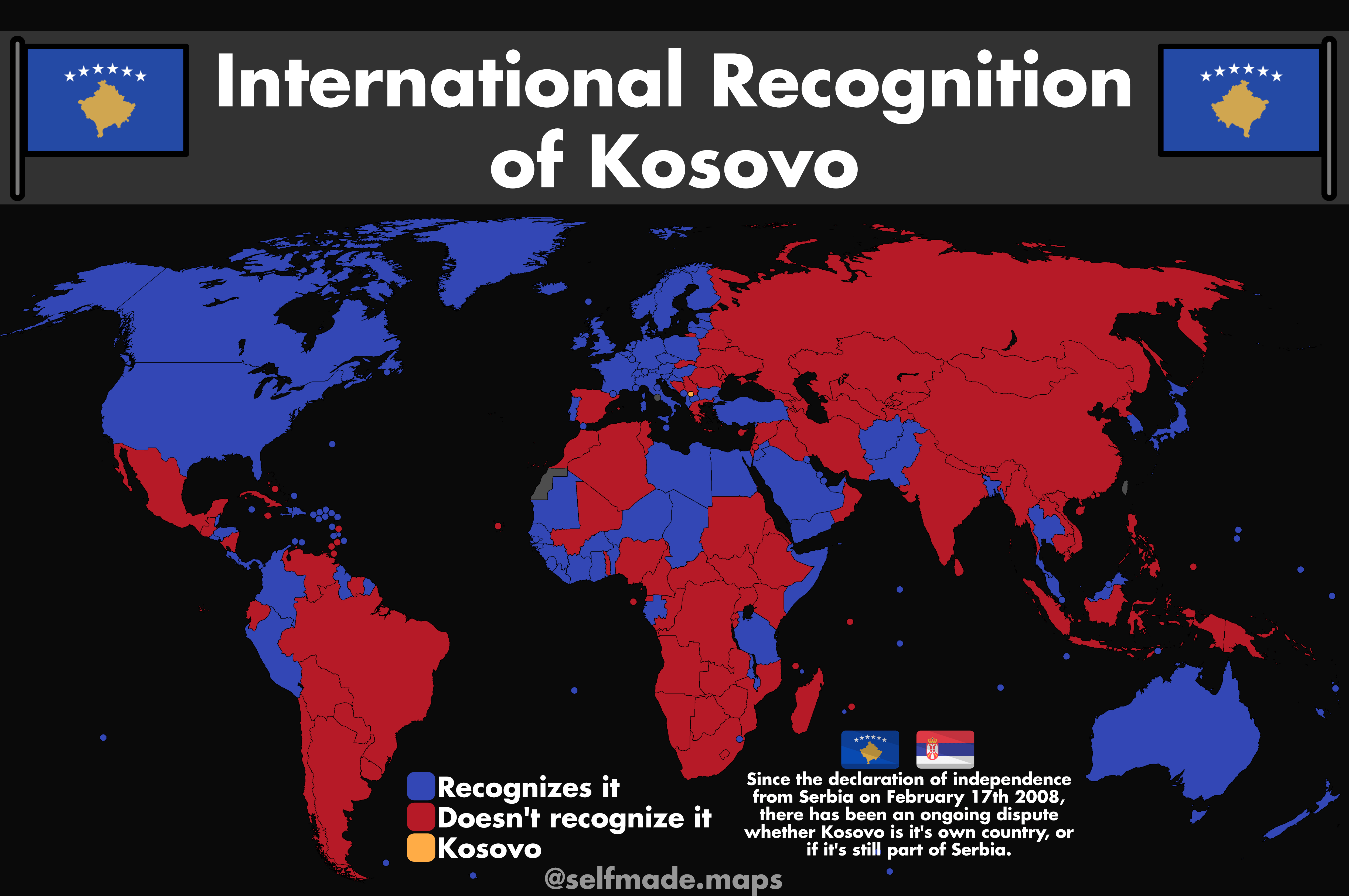 International Recognition of Kosovo r/MapPorn