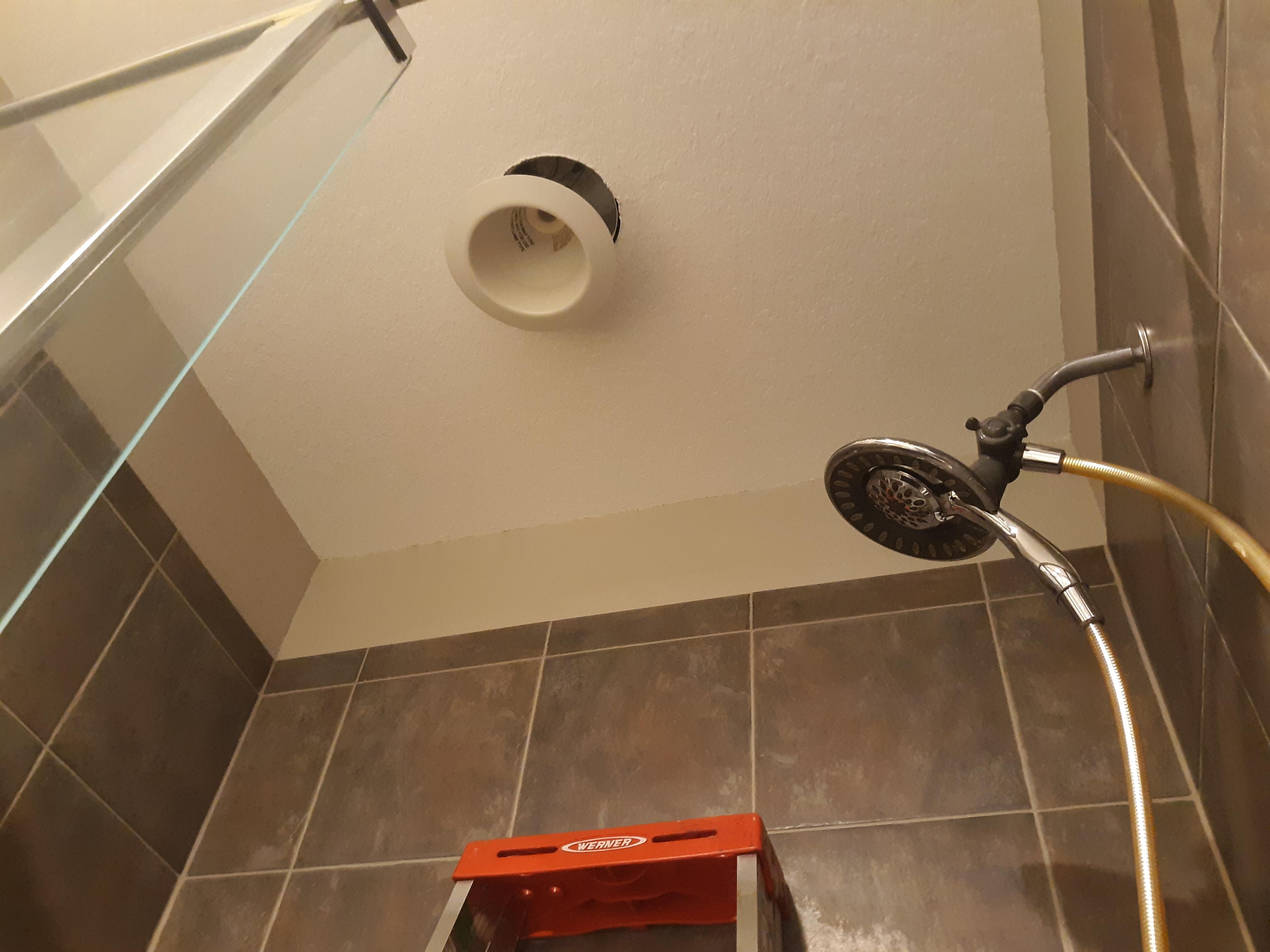 Customer wanted Ceiling fan in shower with no ground wire available. So