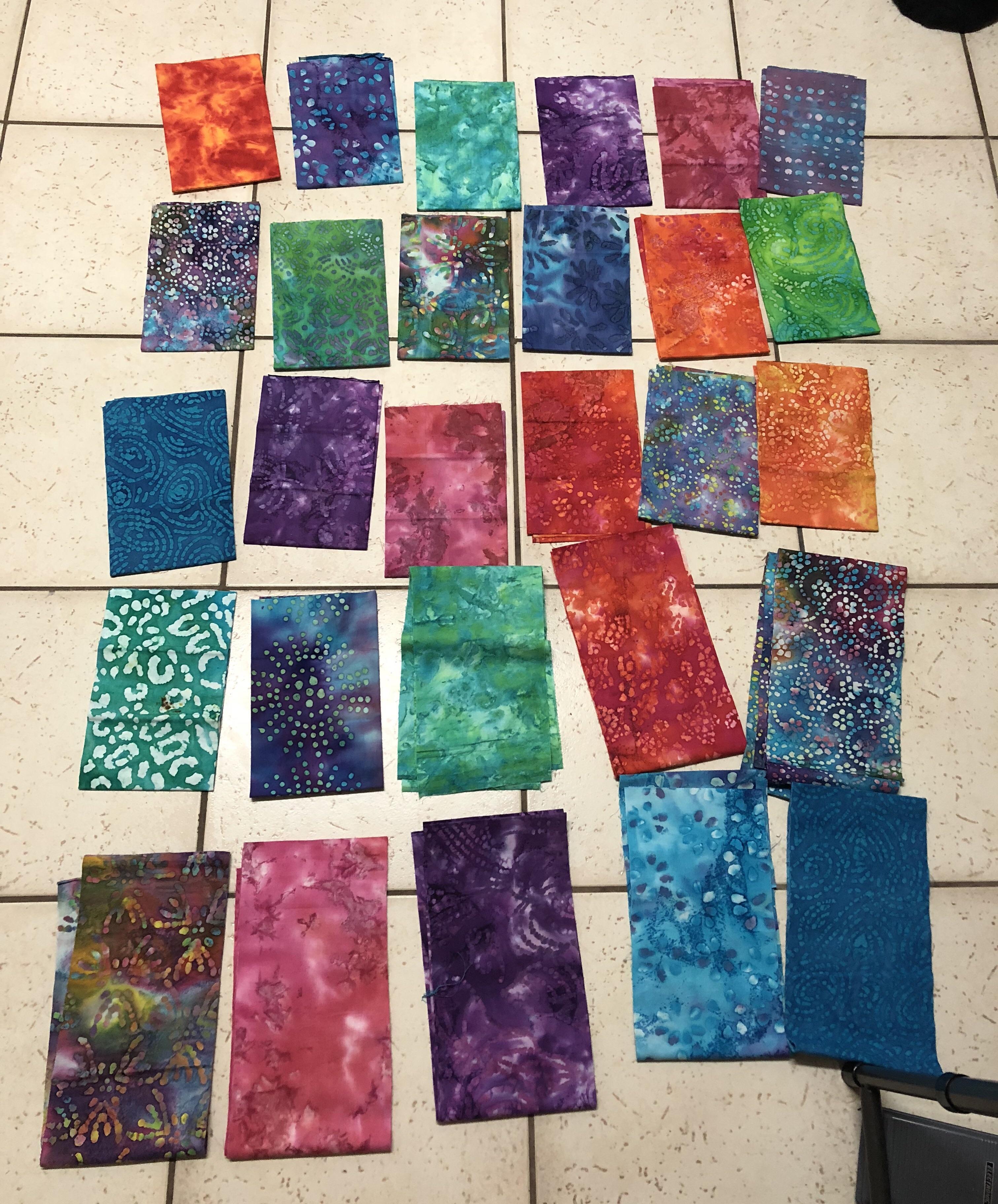 Fabric for the next quilt. This one is for my daughter and will be 72