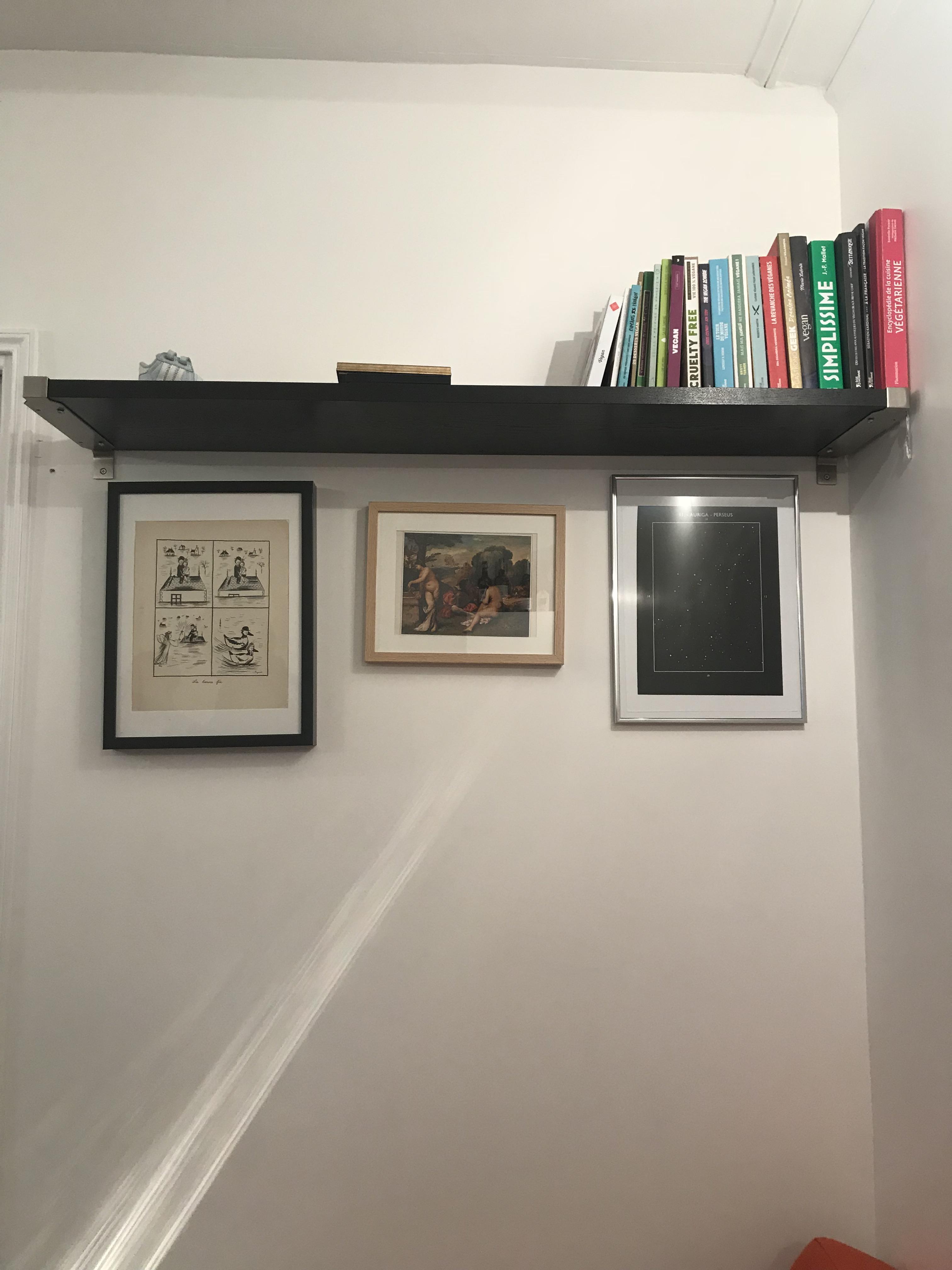 Shelf bought second hand and posters bought at a Flea Market in Paris