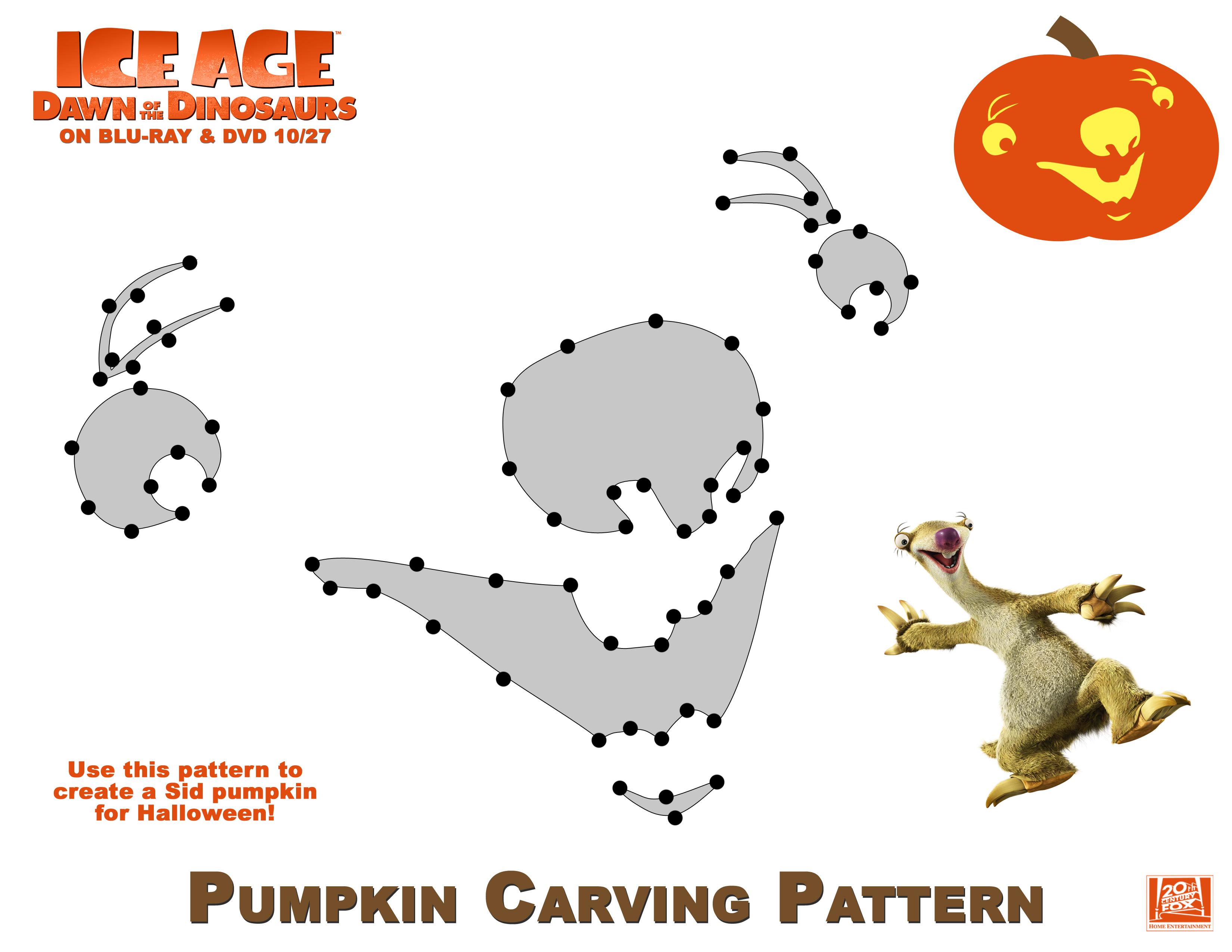 Ice Age Sid Pumpkin Stencil Pumpkin Pattern Pumpkin Template