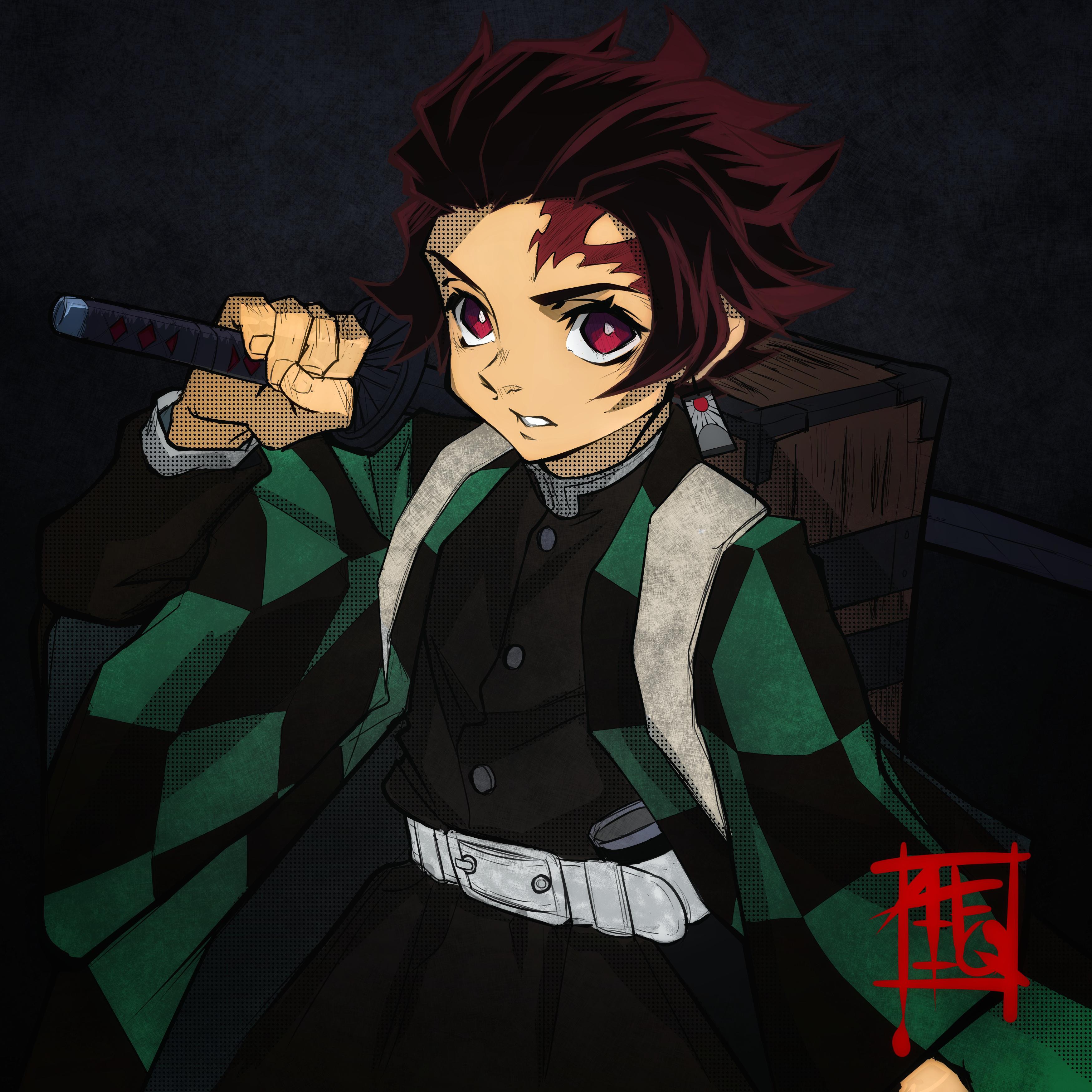 Drawn a fanart of Kamado Tanjirou from Demon Slayer. anime