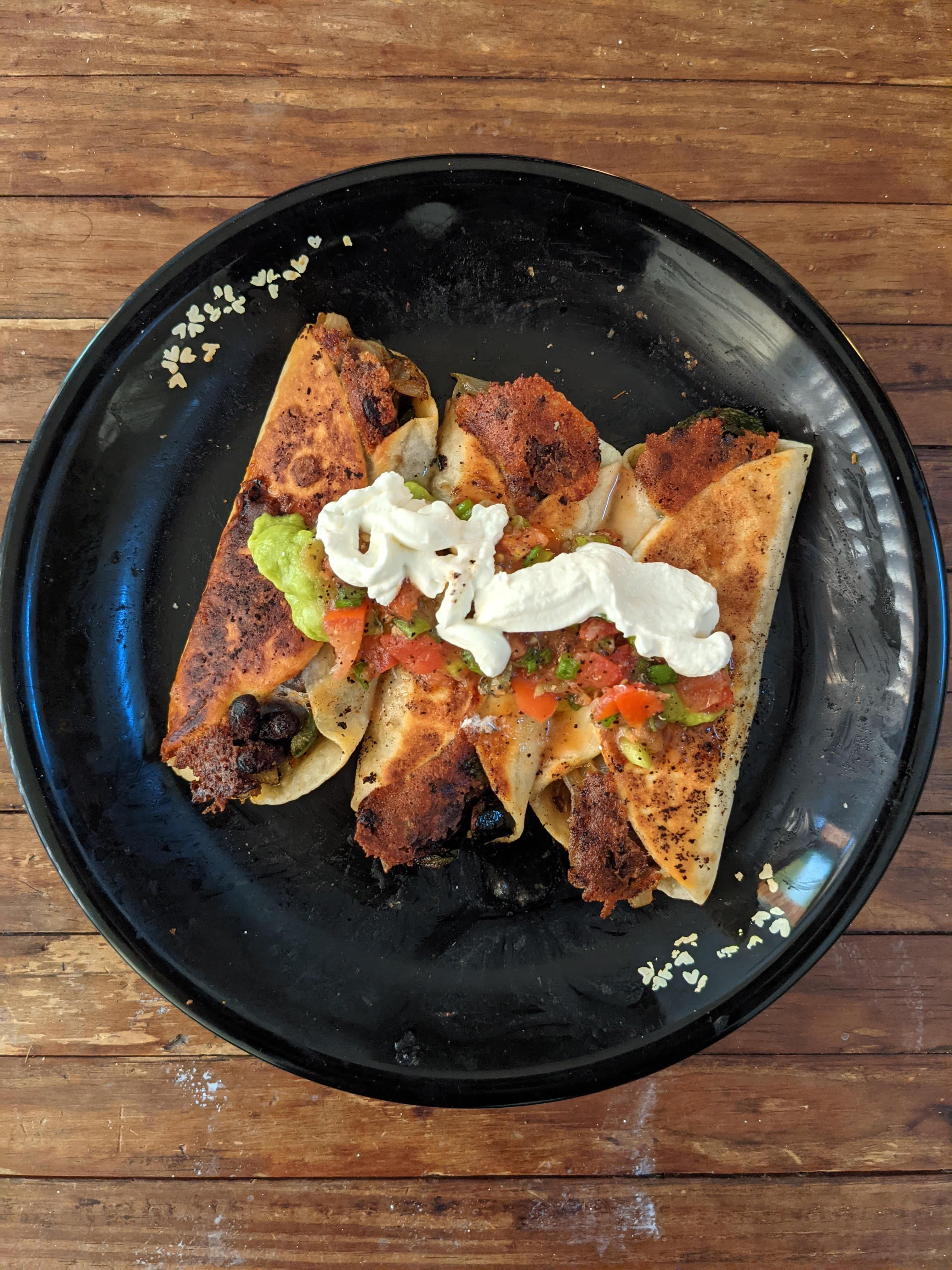 [Homemade] Black bean and Poblano flautas r/food