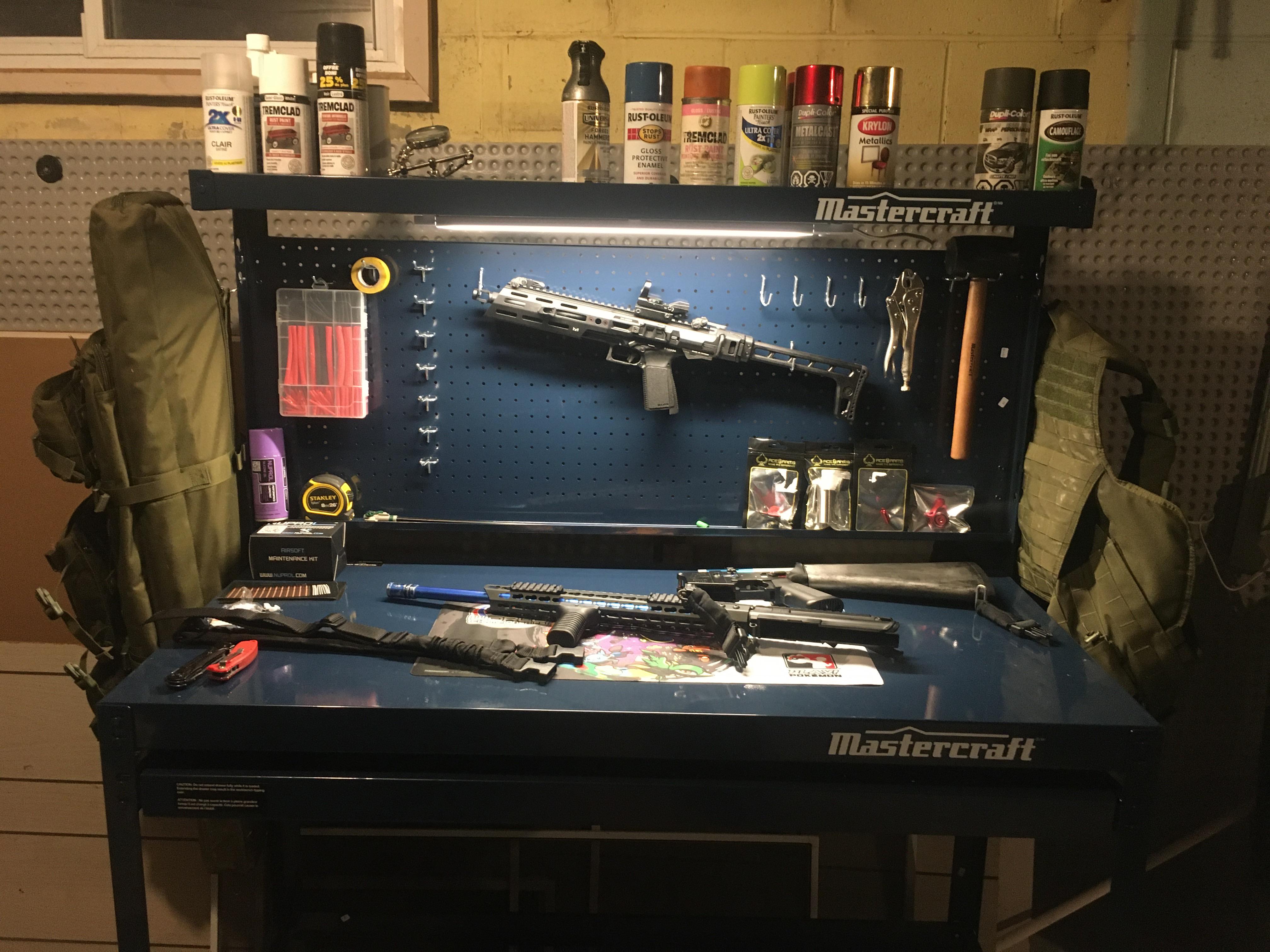 New workbench and project gun ready to go. r/airsoft