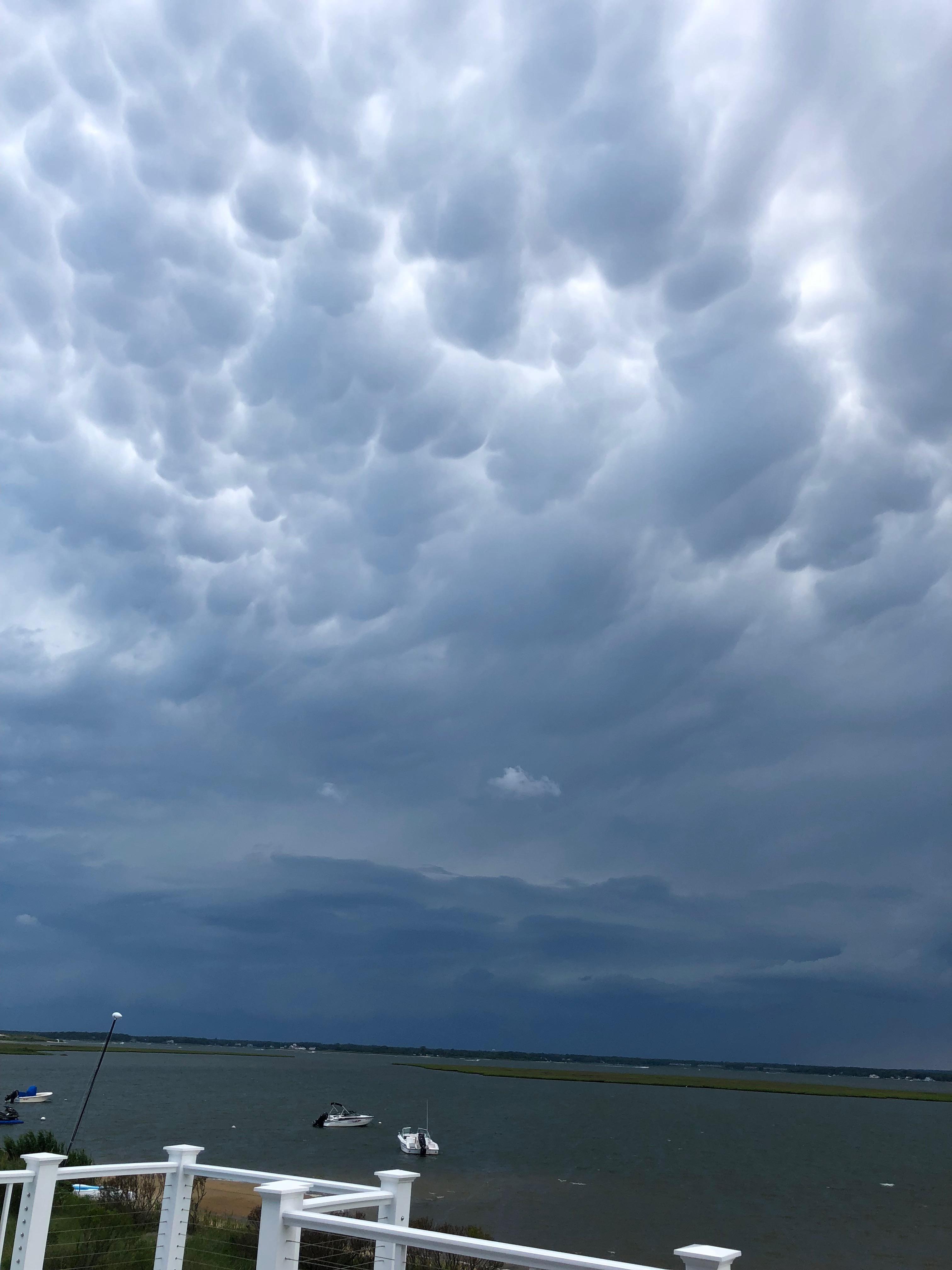 Mammatus(?) clouds over Moriches Bay (Long Island, New York) Summer