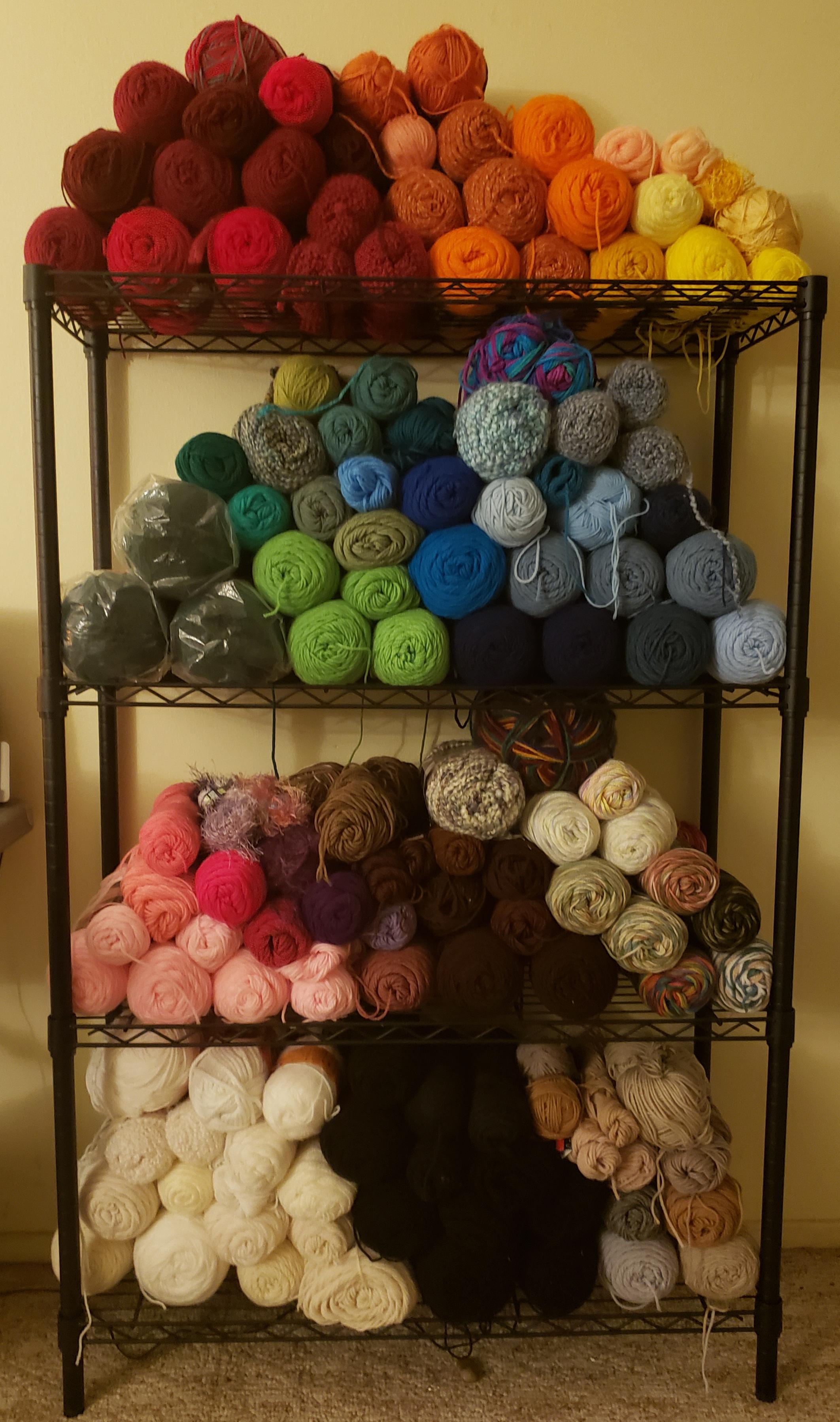 All the yarn I've gotten from thrift stores in the last year. Probably